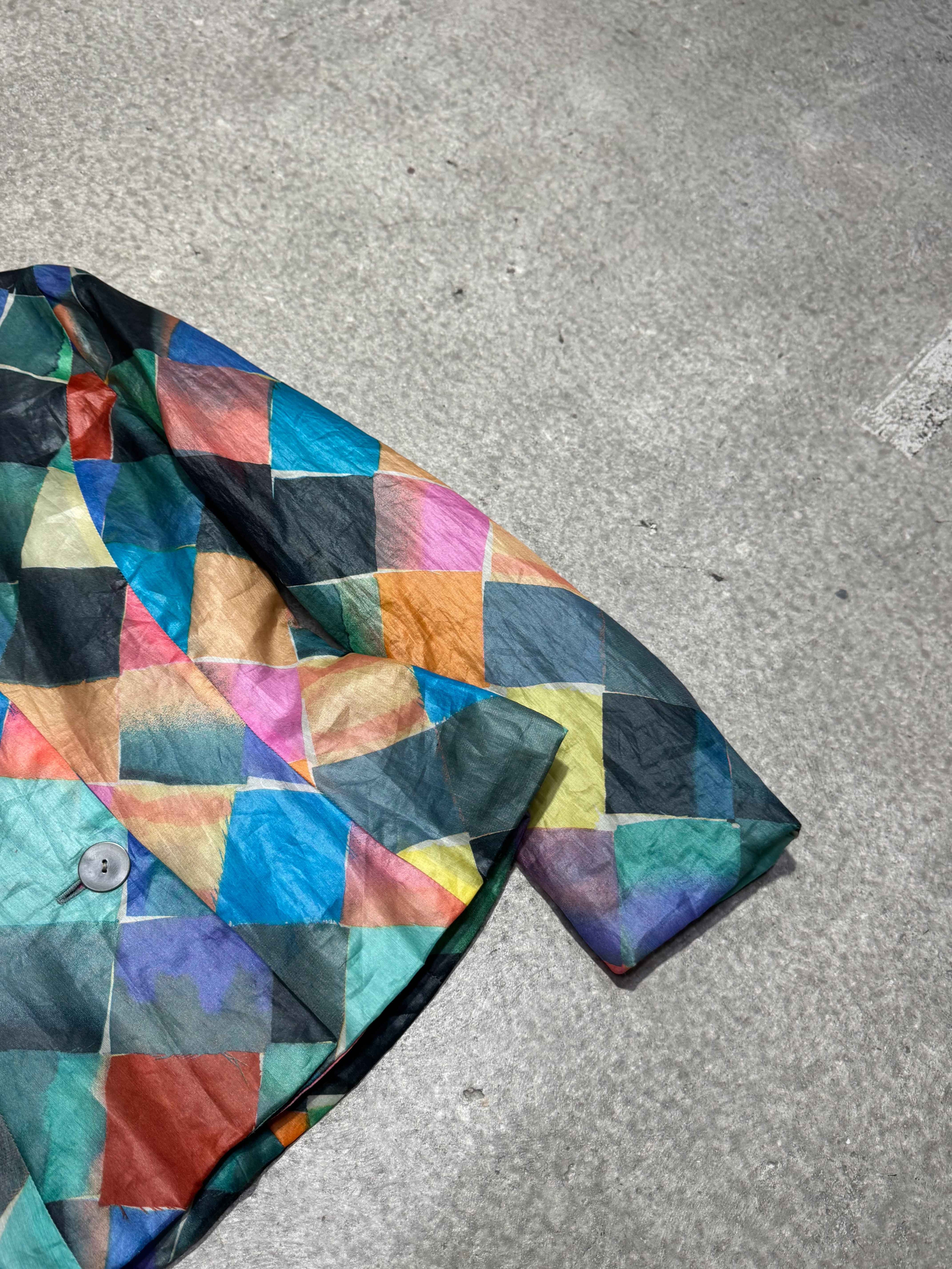 1990S KENZO SILK GEOMETRIC PATCHWORK JACKET