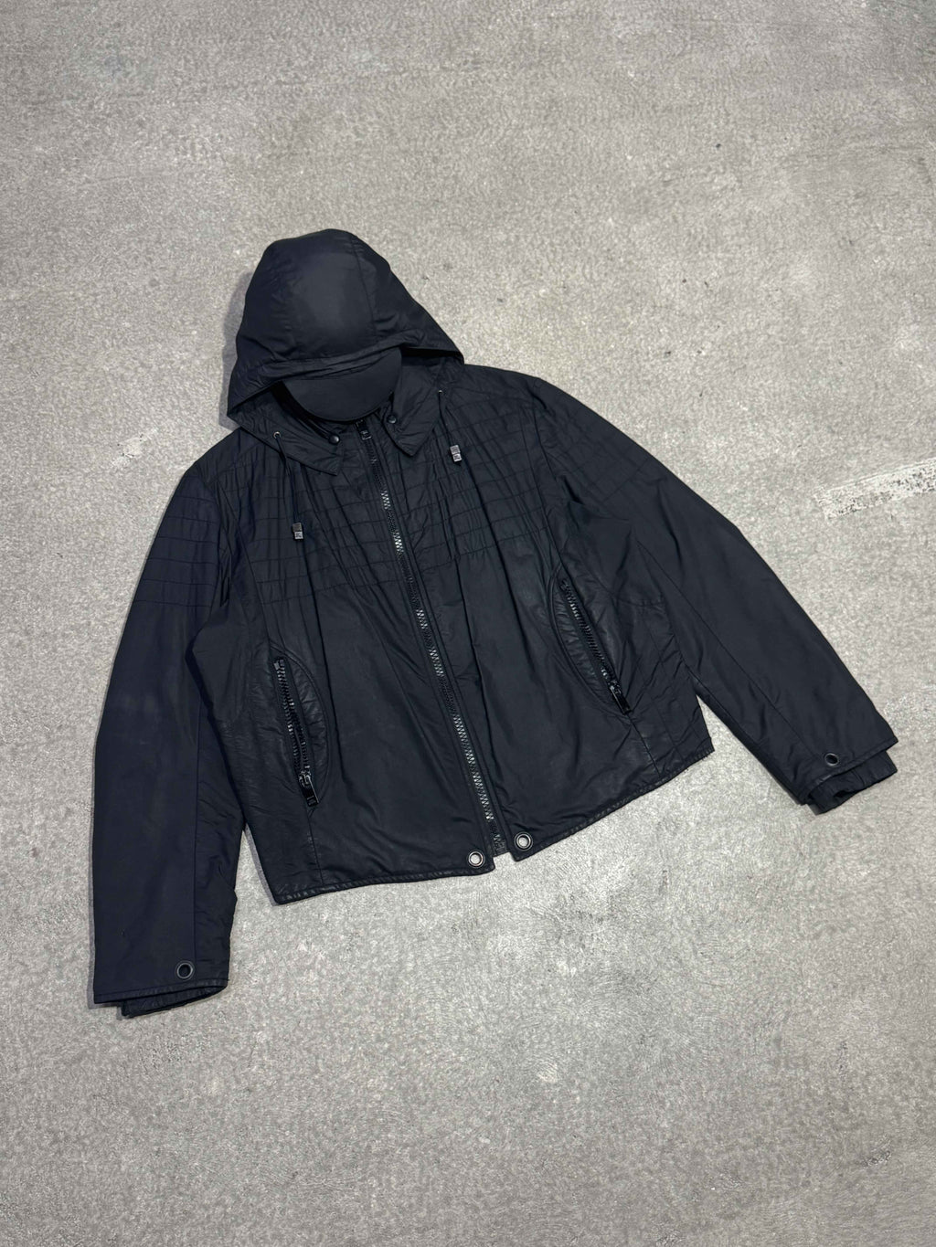 2000S BURBERRY PRORSUM ZIP UP PUFFER JACKET WITH AVIATOR HOOD