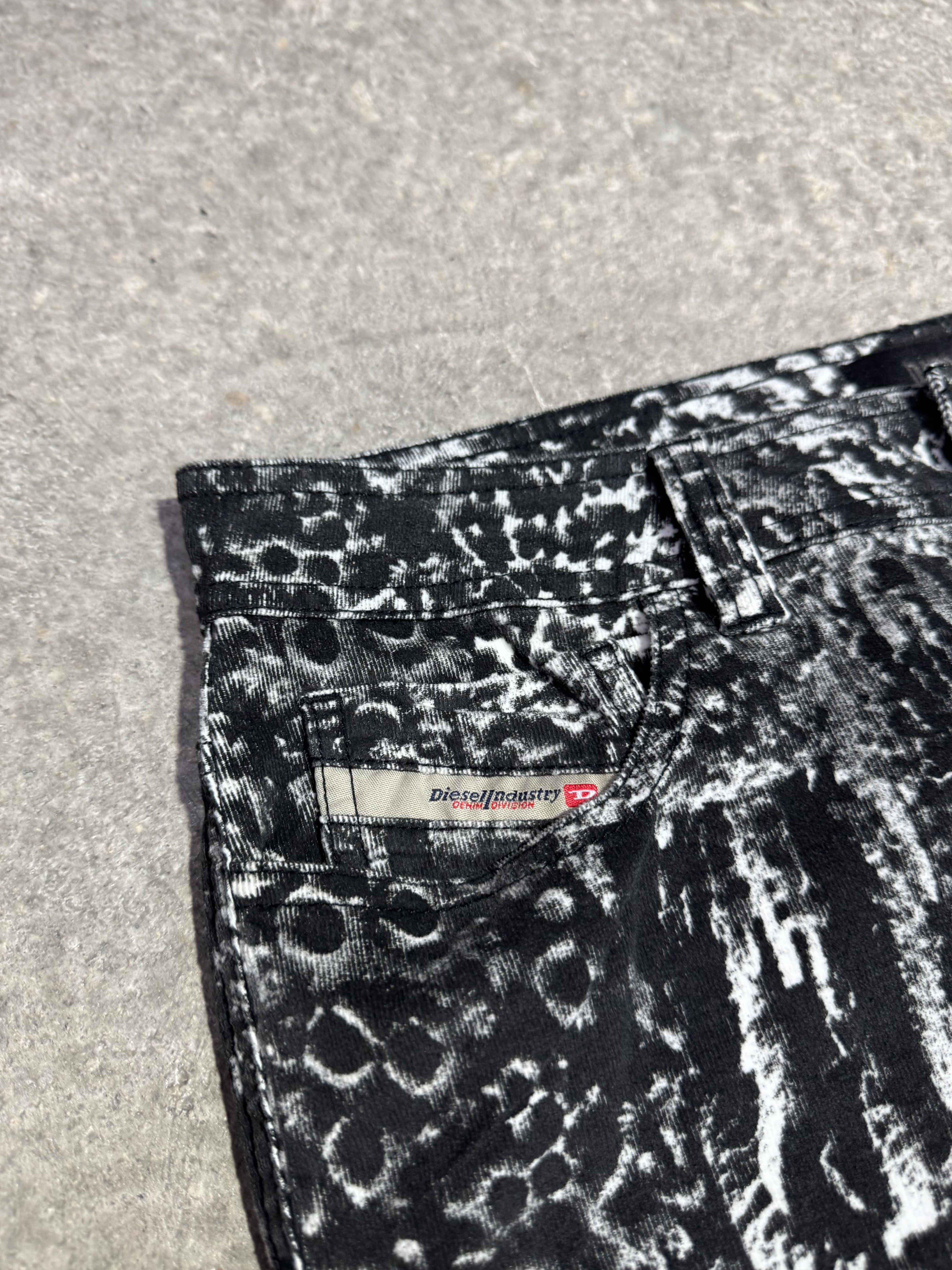 2000S DIESEL BLACK CAMOUFLAGE SKINNY JEANS