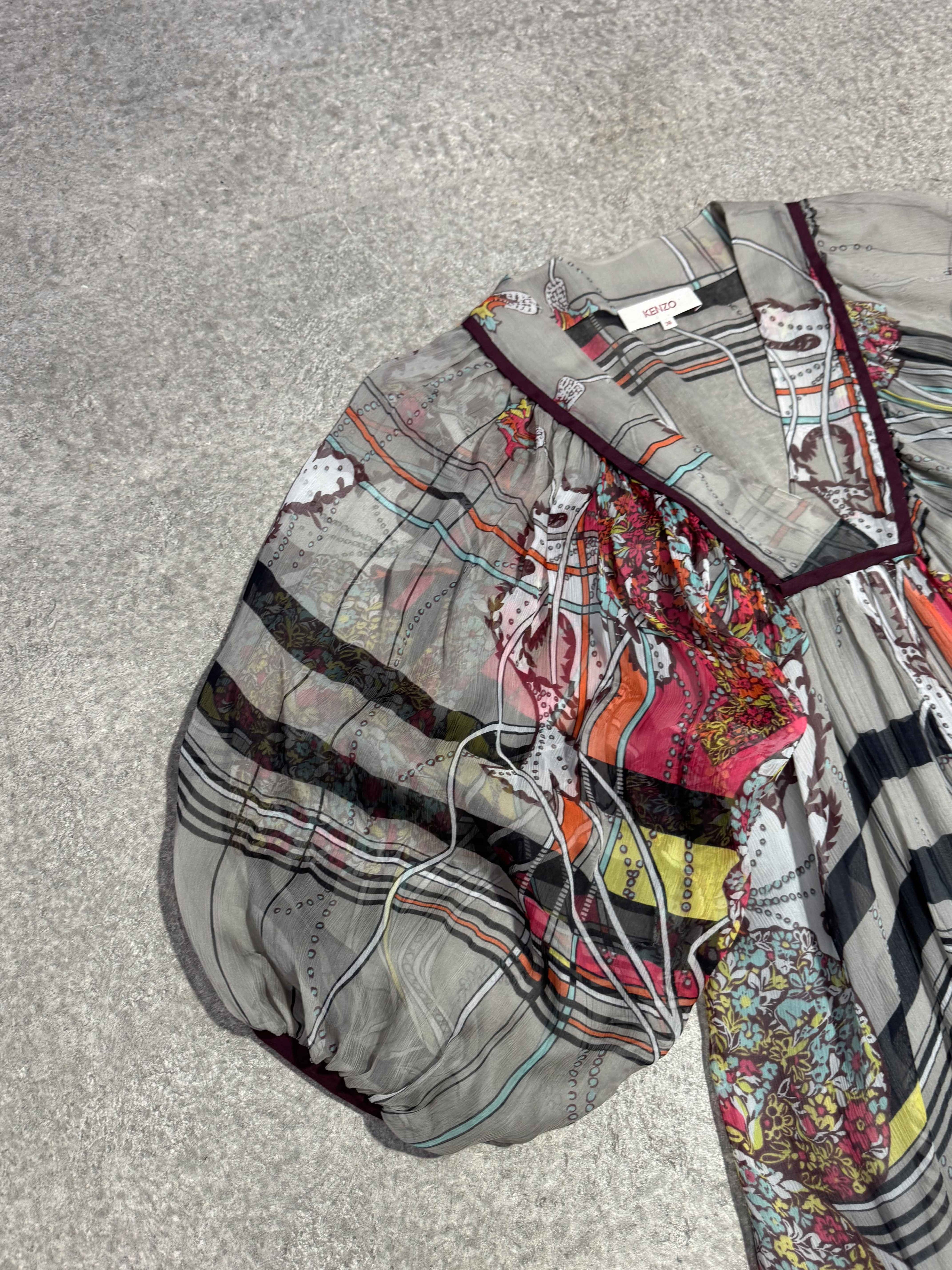 2000S KENZO SILK MESH FLORAL BLUSE