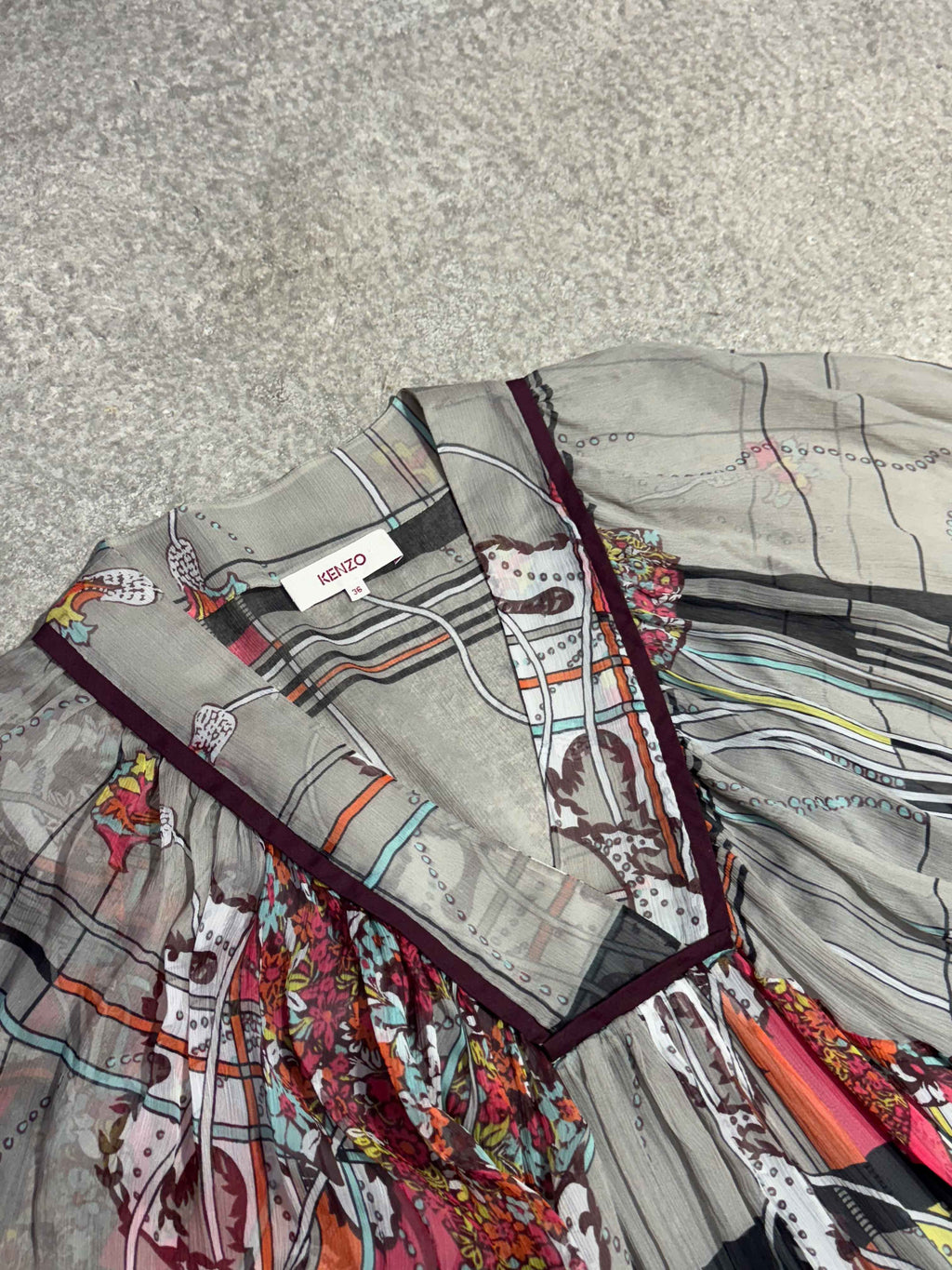 2000S KENZO SILK MESH FLORAL BLUSE