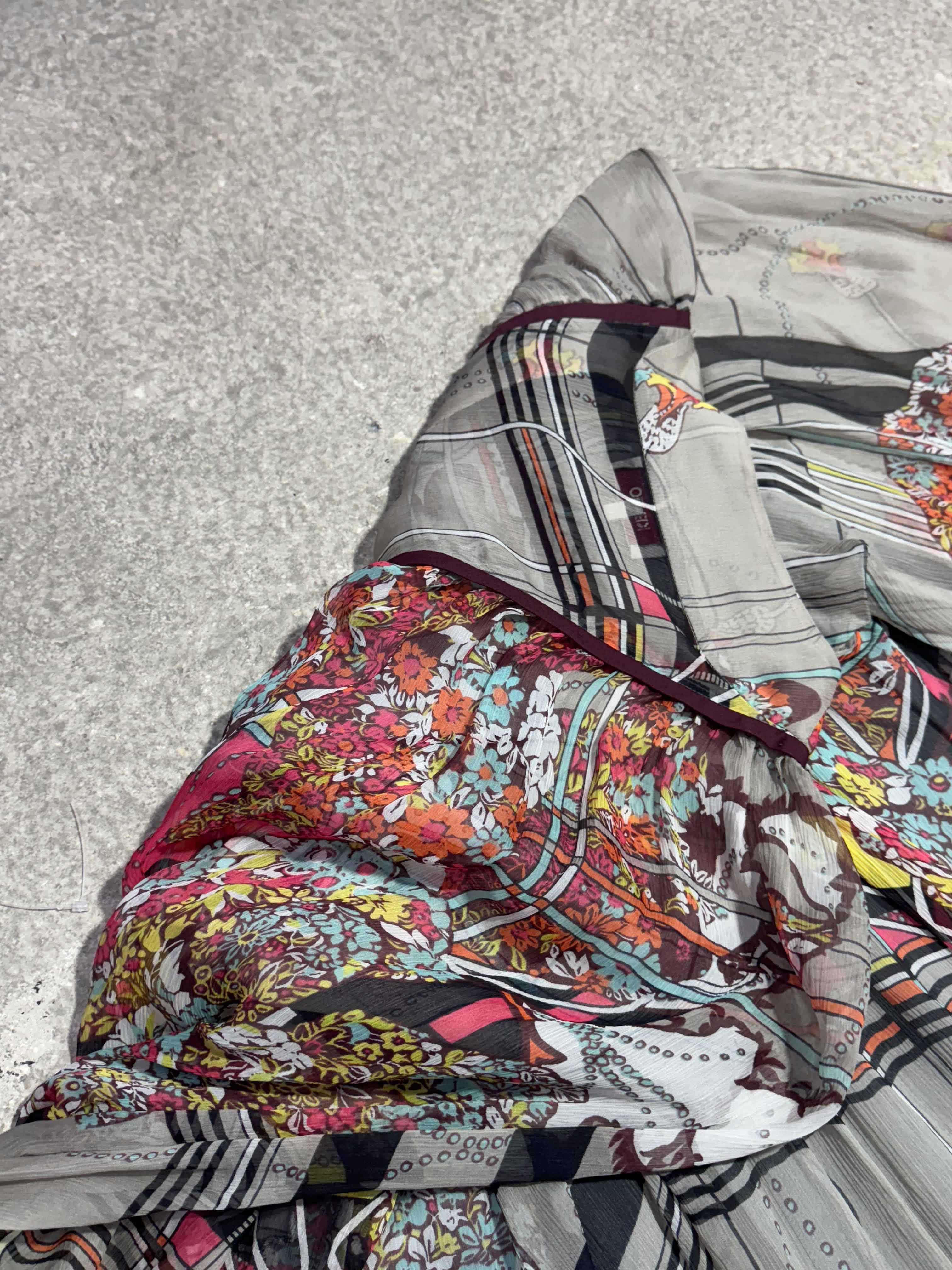 2000S KENZO SILK MESH FLORAL BLUSE