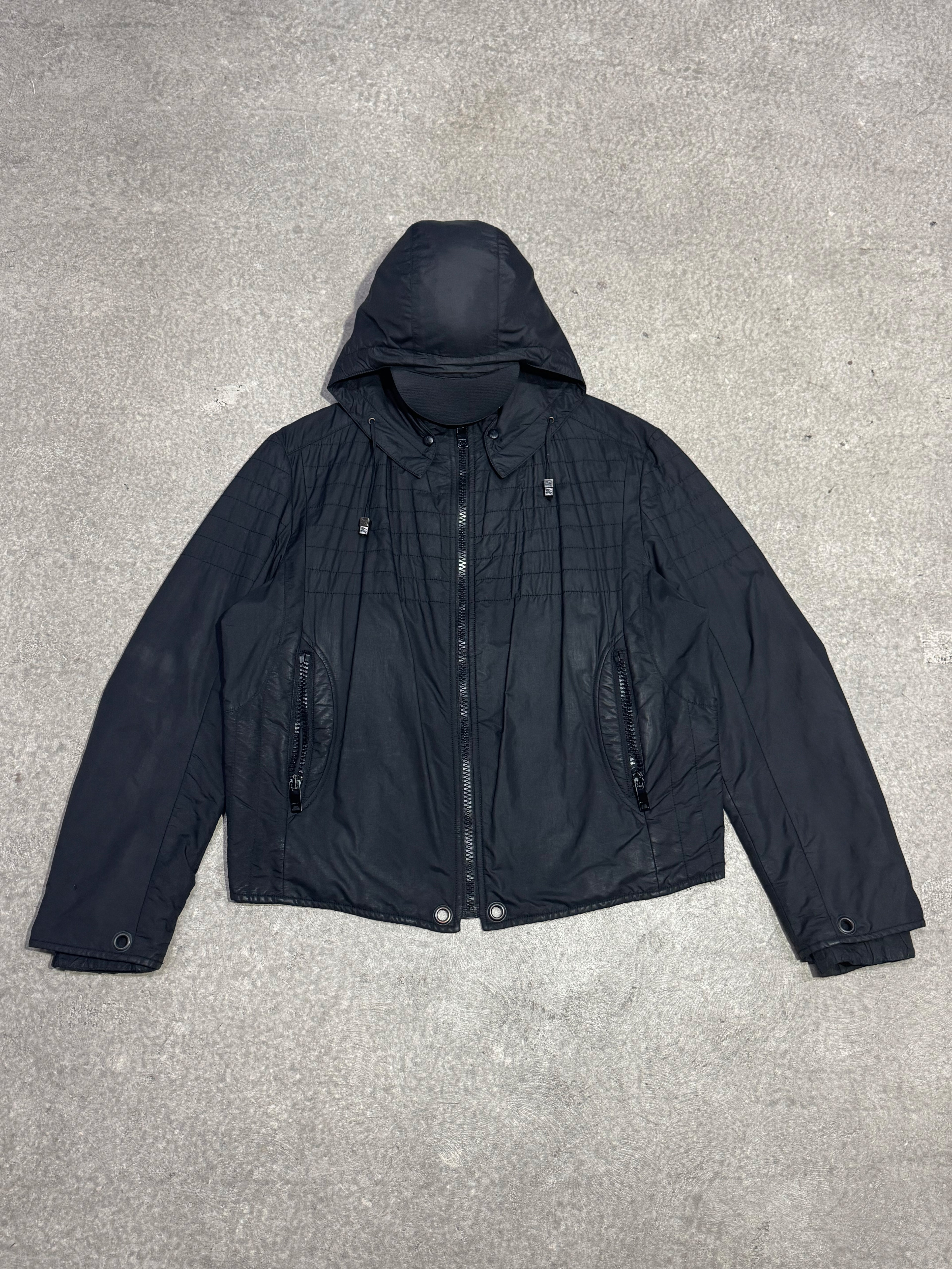 2000S BURBERRY PRORSUM ZIP UP PUFFER JACKET WITH AVIATOR HOOD