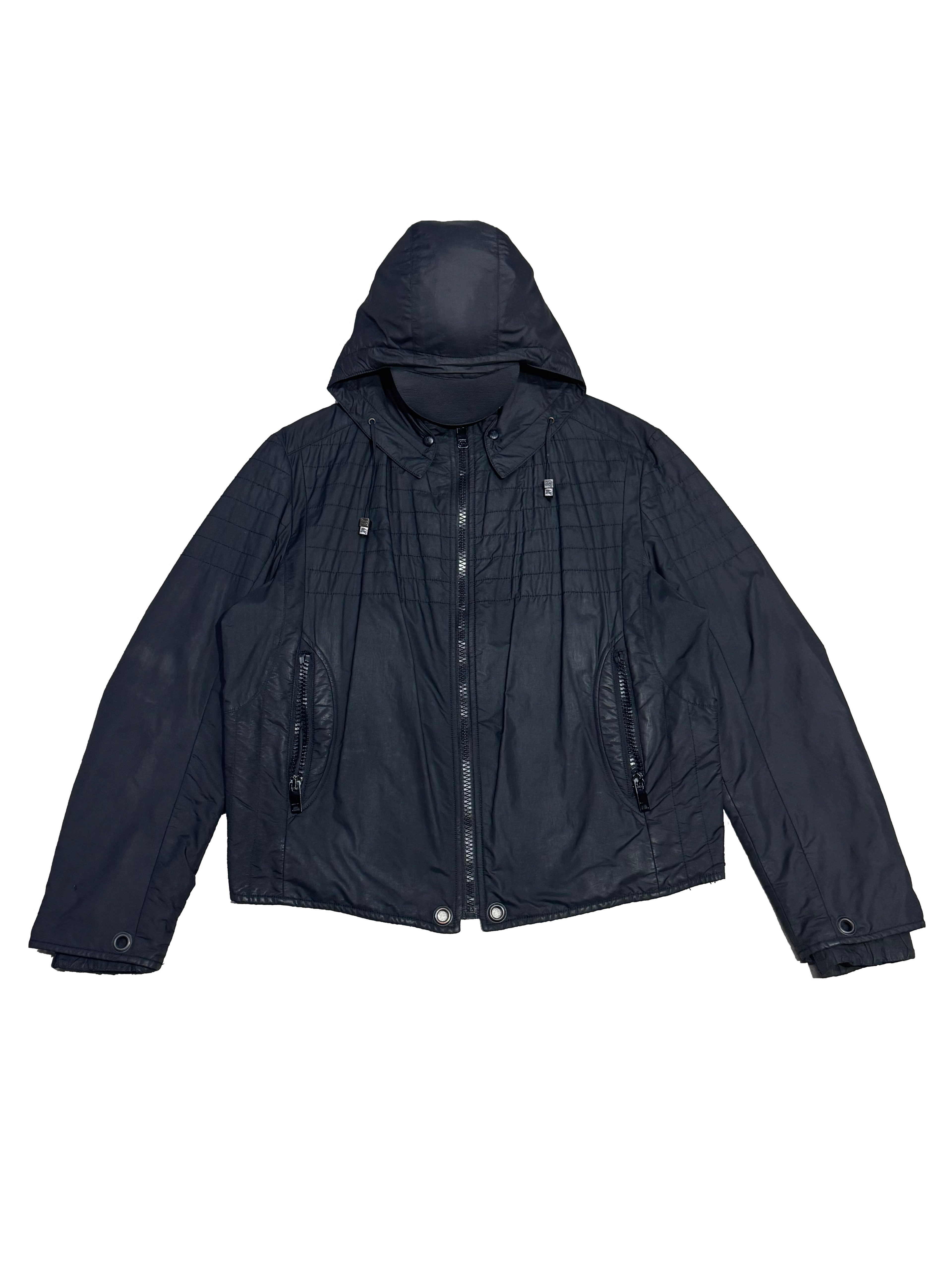 2000S BURBERRY PRORSUM ZIP UP PUFFER JACKET WITH AVIATOR HOOD