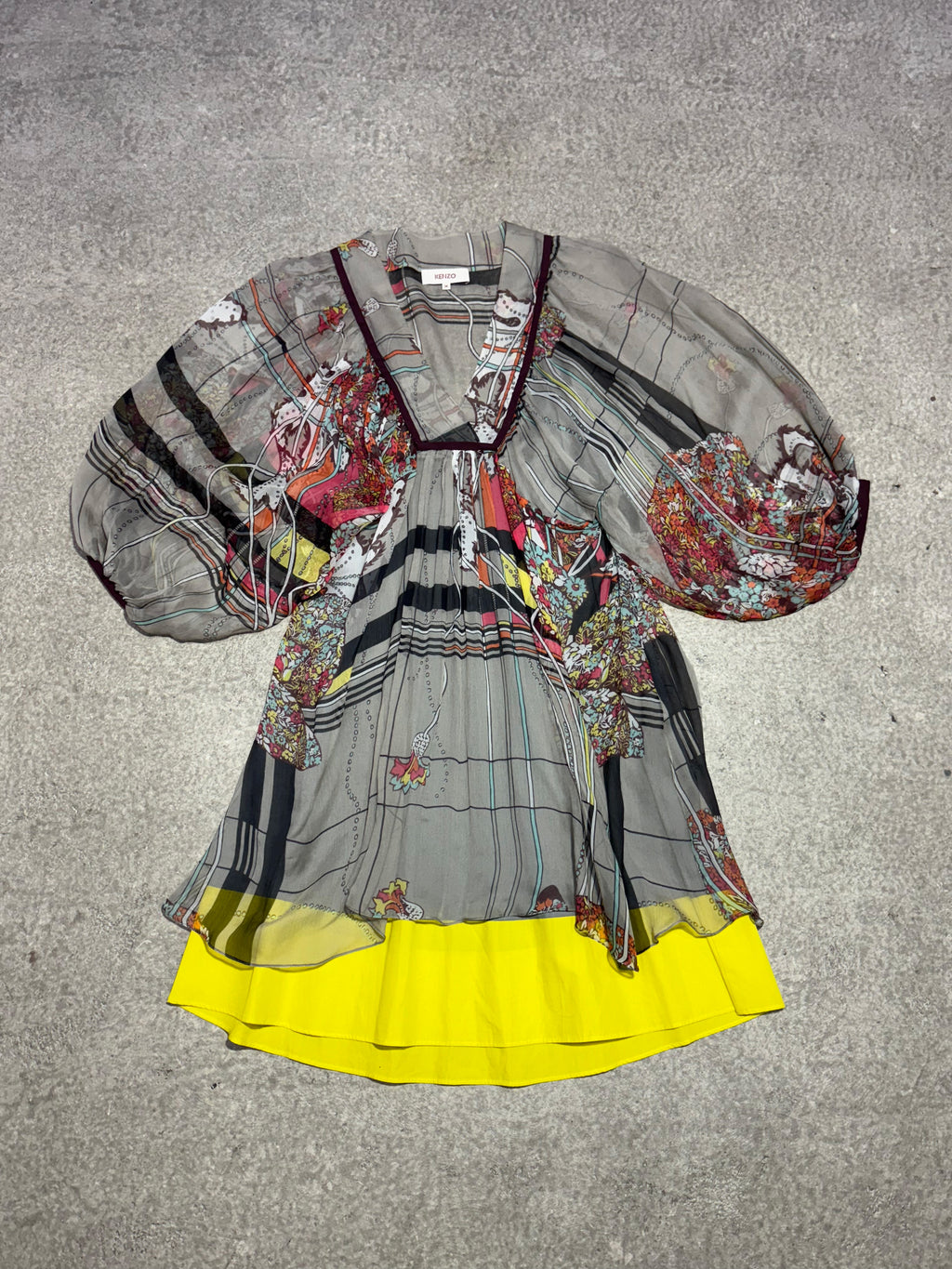 2000S KENZO SILK MESH FLORAL BLUSE