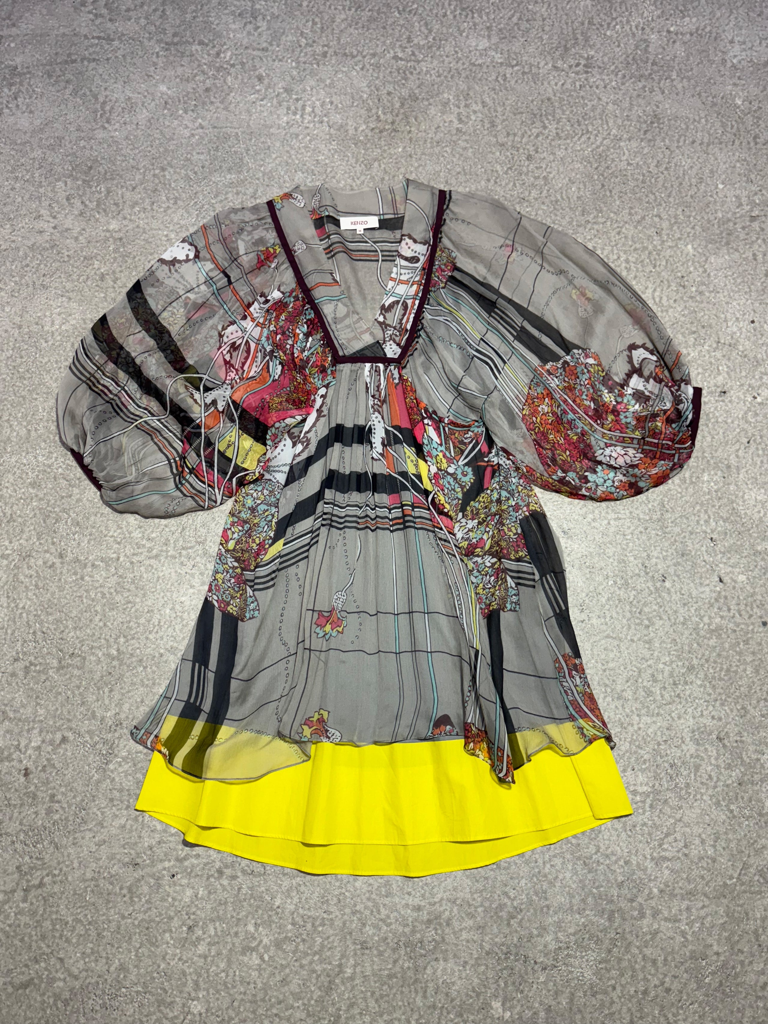 2000S KENZO SILK MESH FLORAL BLUSE