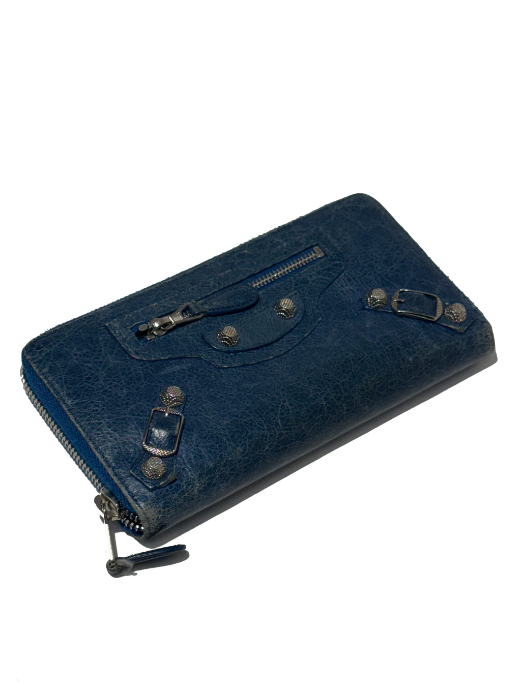 2000s Balenciaga City Bag light blue leather wallet