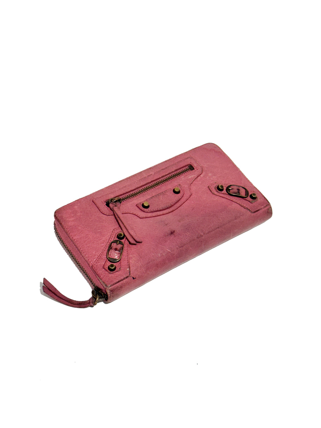 2000s Balenciaga City Bag pink leather wallet