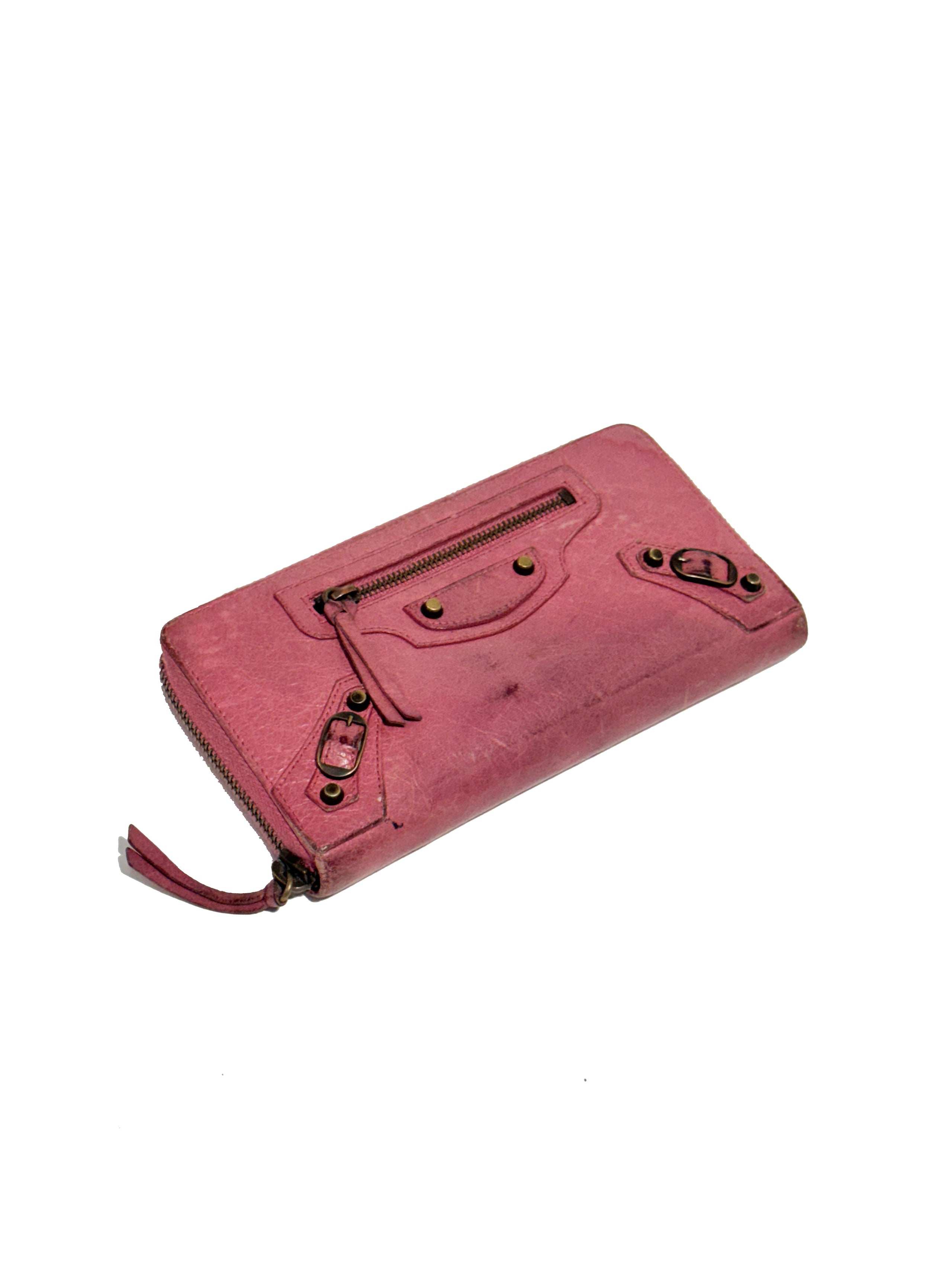 2000s Balenciaga City Bag pink leather wallet
