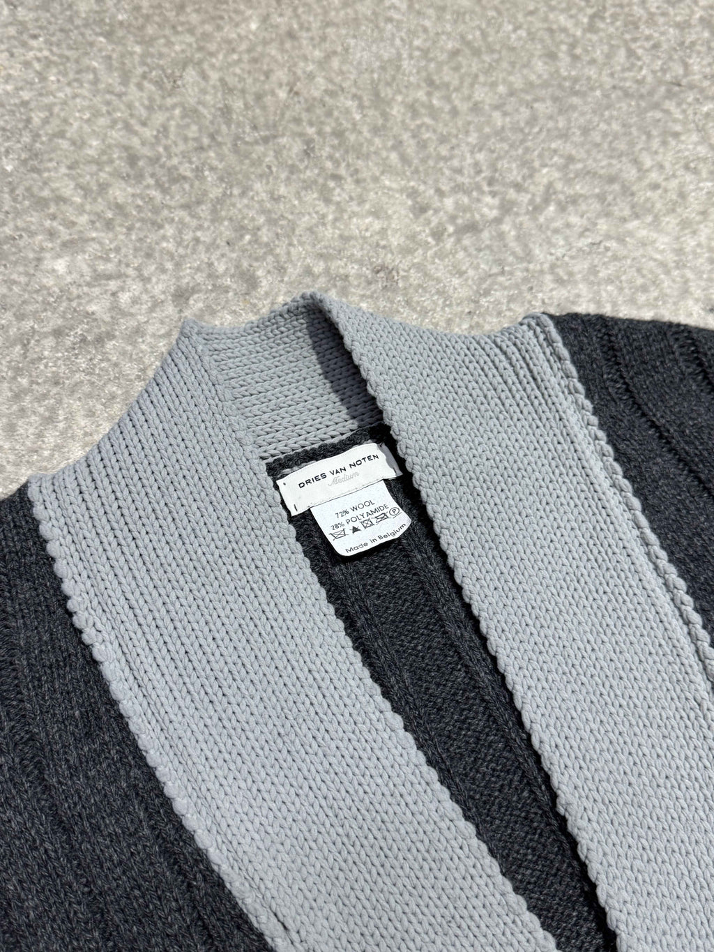 EARLY 2000S DRIES VAN NOTEN WOOL ASYMMETRIC SWEATER WITH FRONT BUTTONS AND SIDE ZIP