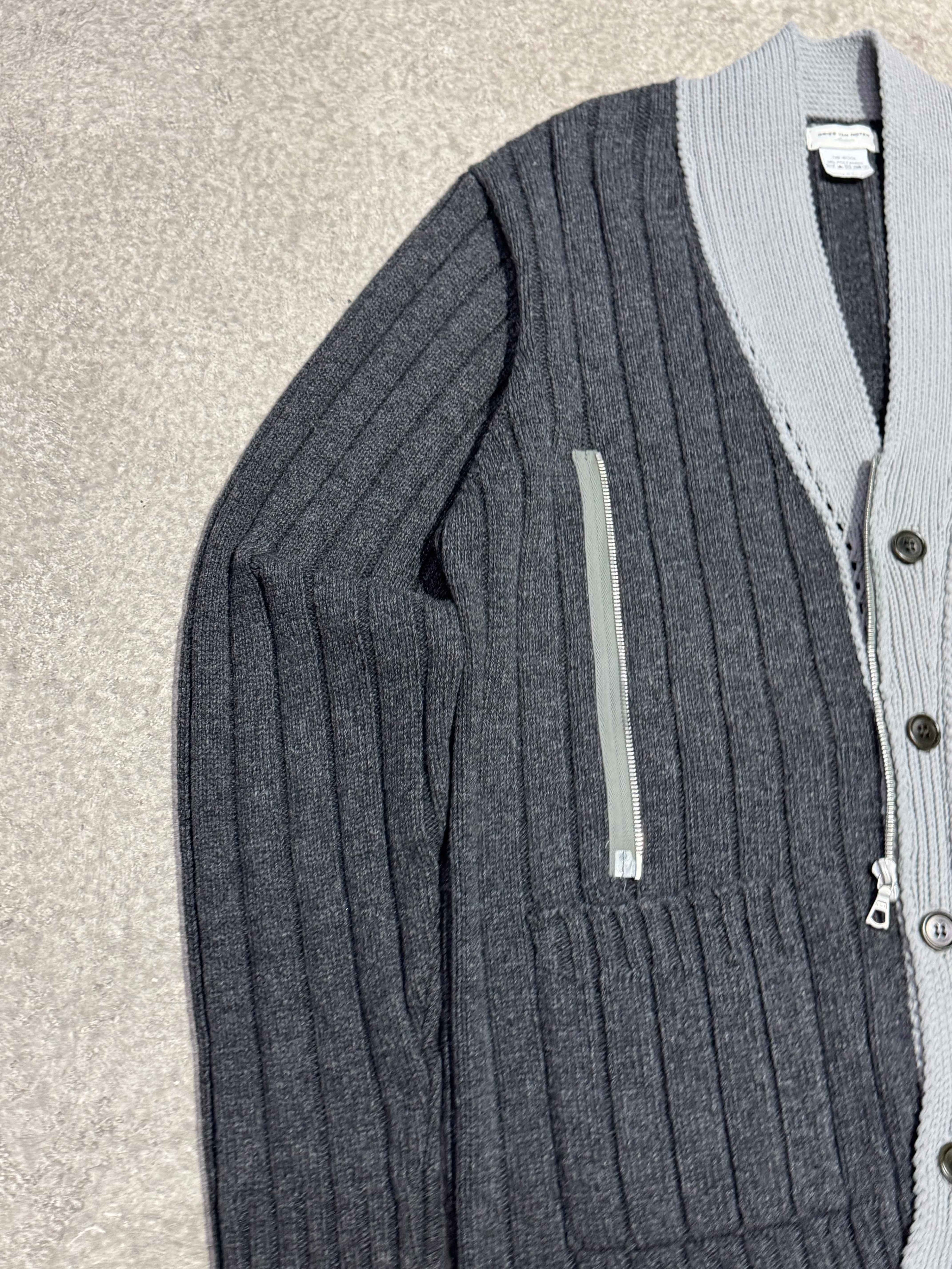 EARLY 2000S DRIES VAN NOTEN WOOL ASYMMETRIC SWEATER WITH FRONT BUTTONS AND SIDE ZIP