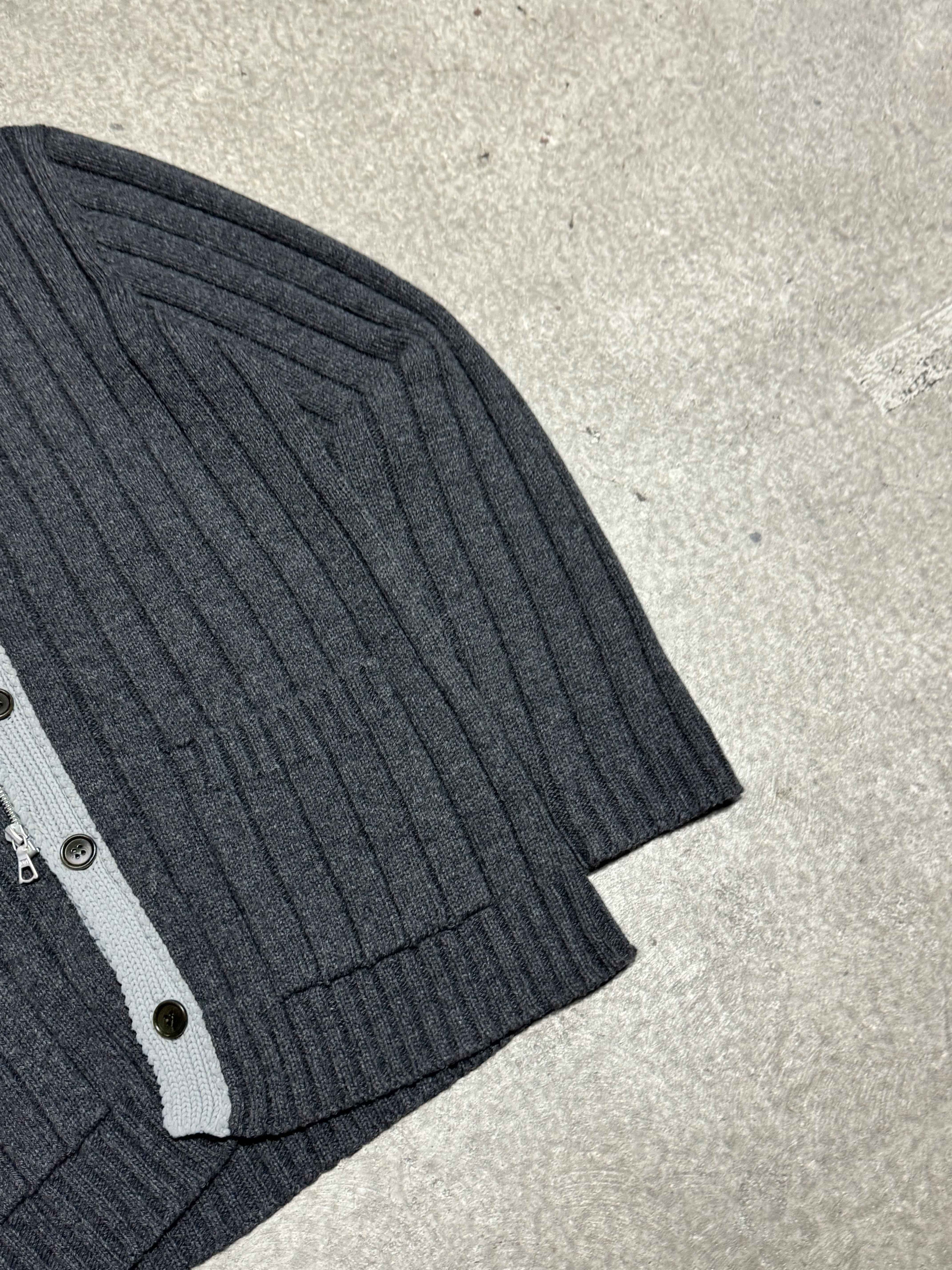 EARLY 2000S DRIES VAN NOTEN WOOL ASYMMETRIC SWEATER WITH FRONT BUTTONS AND SIDE ZIP