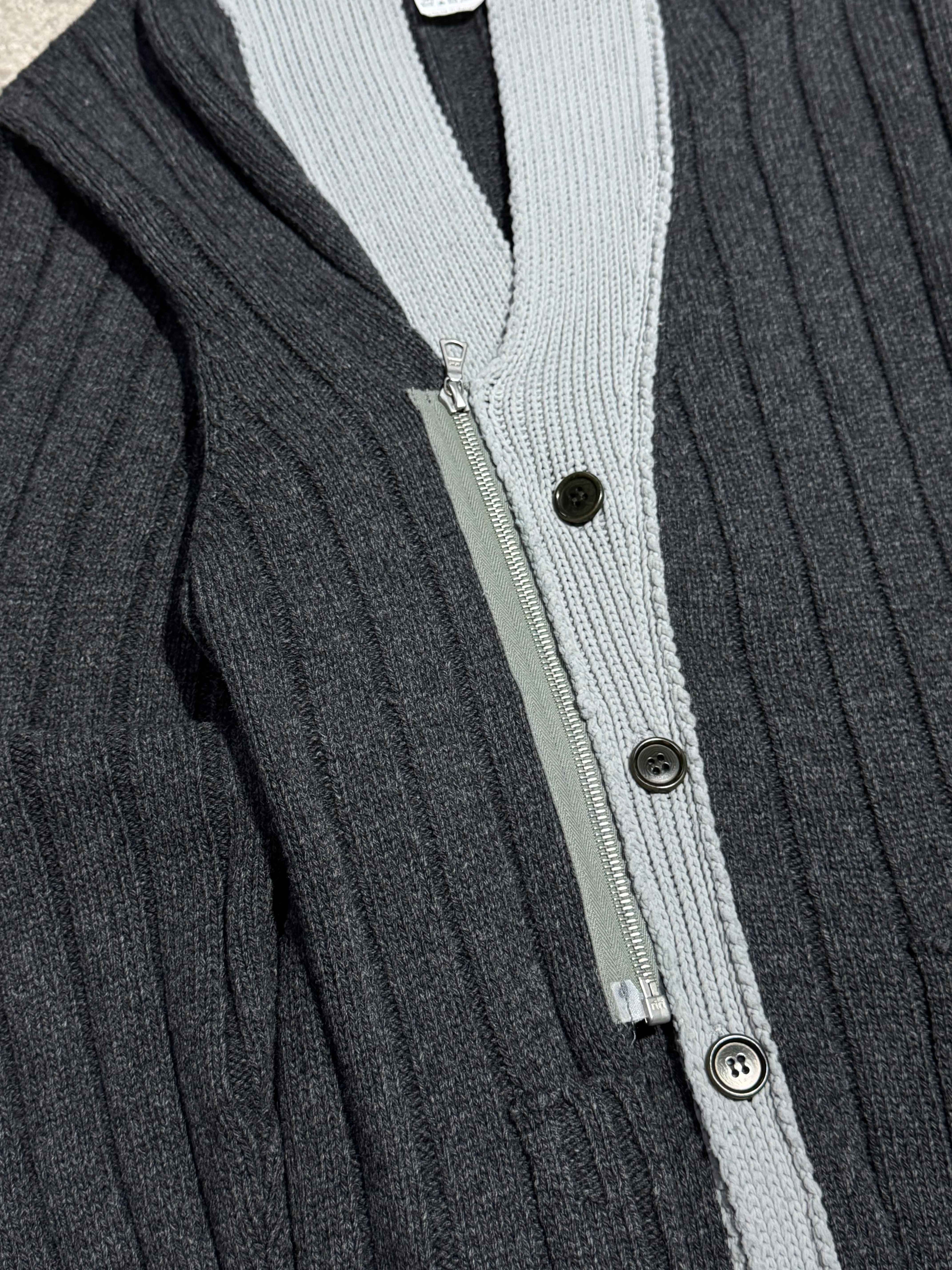 EARLY 2000S DRIES VAN NOTEN WOOL ASYMMETRIC SWEATER WITH FRONT BUTTONS AND SIDE ZIP