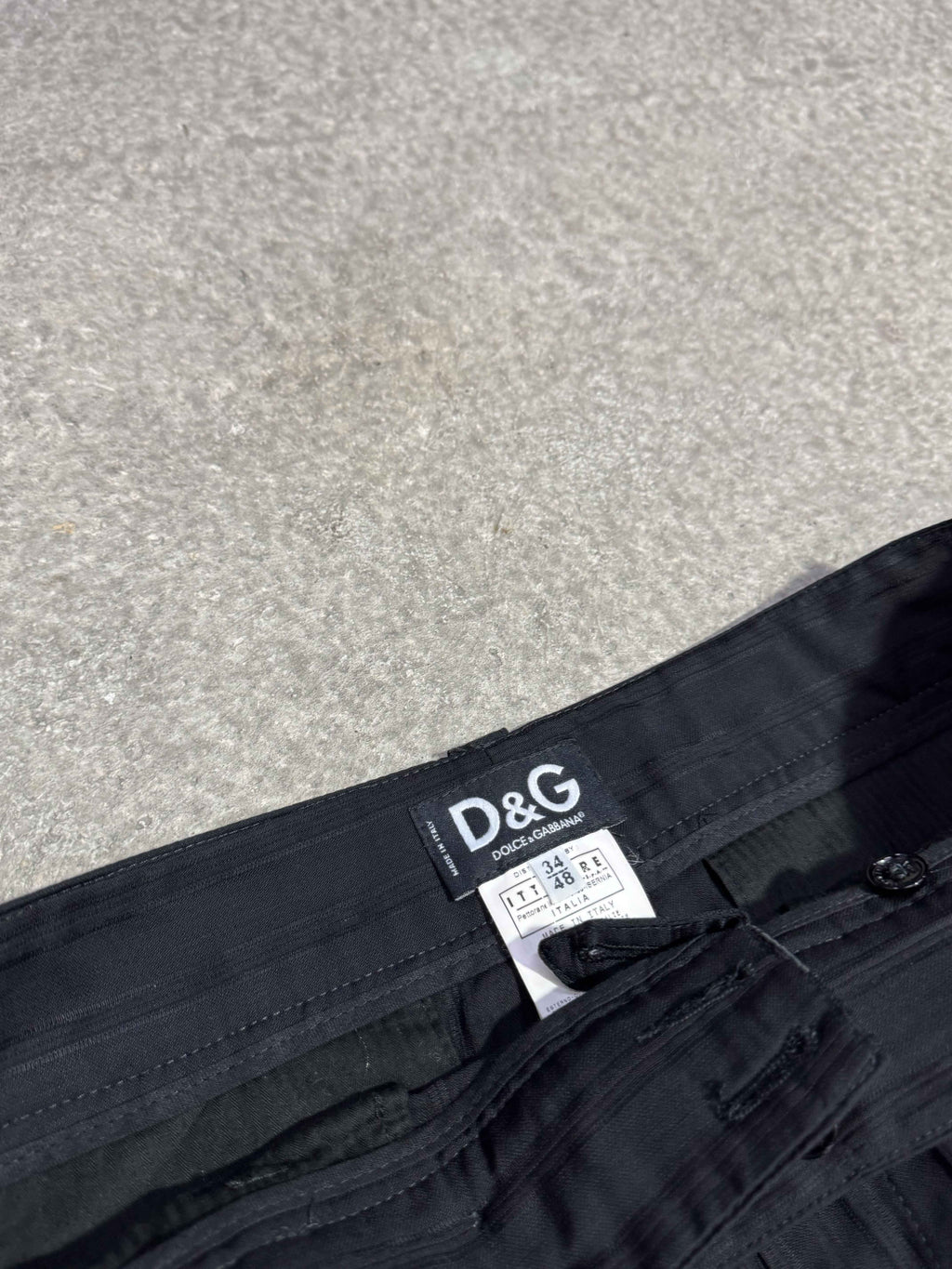 2000S D&G BLACK PLEATED TAILORED WITH WAISTBAND DETAIL