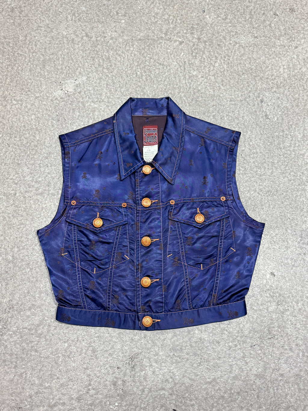 FW 1995 JEAN PAUL GAULTIER JEANS SKULL SATIN VEST