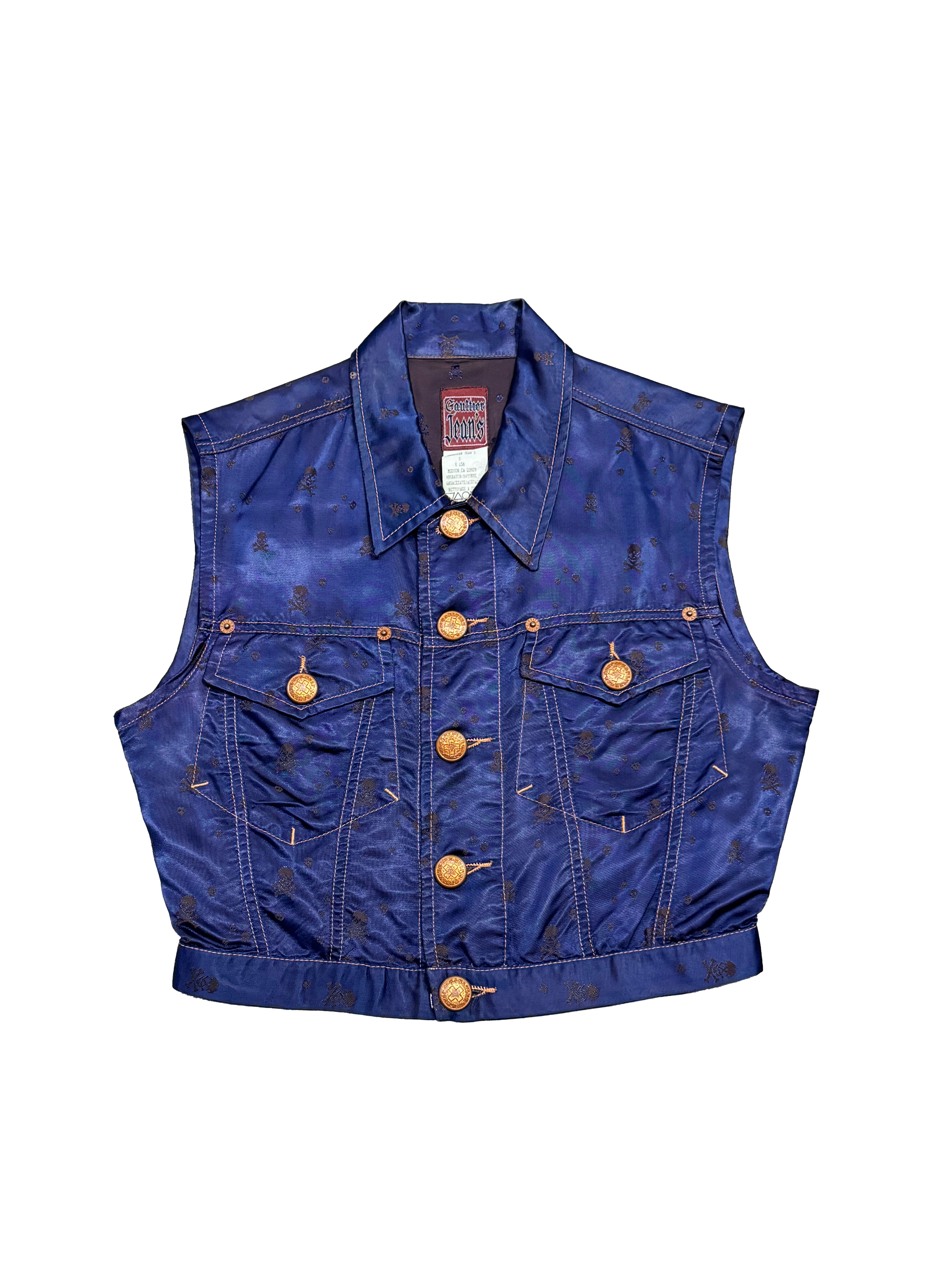 FW 1995 JEAN PAUL GAULTIER JEANS SKULL SATIN VEST
