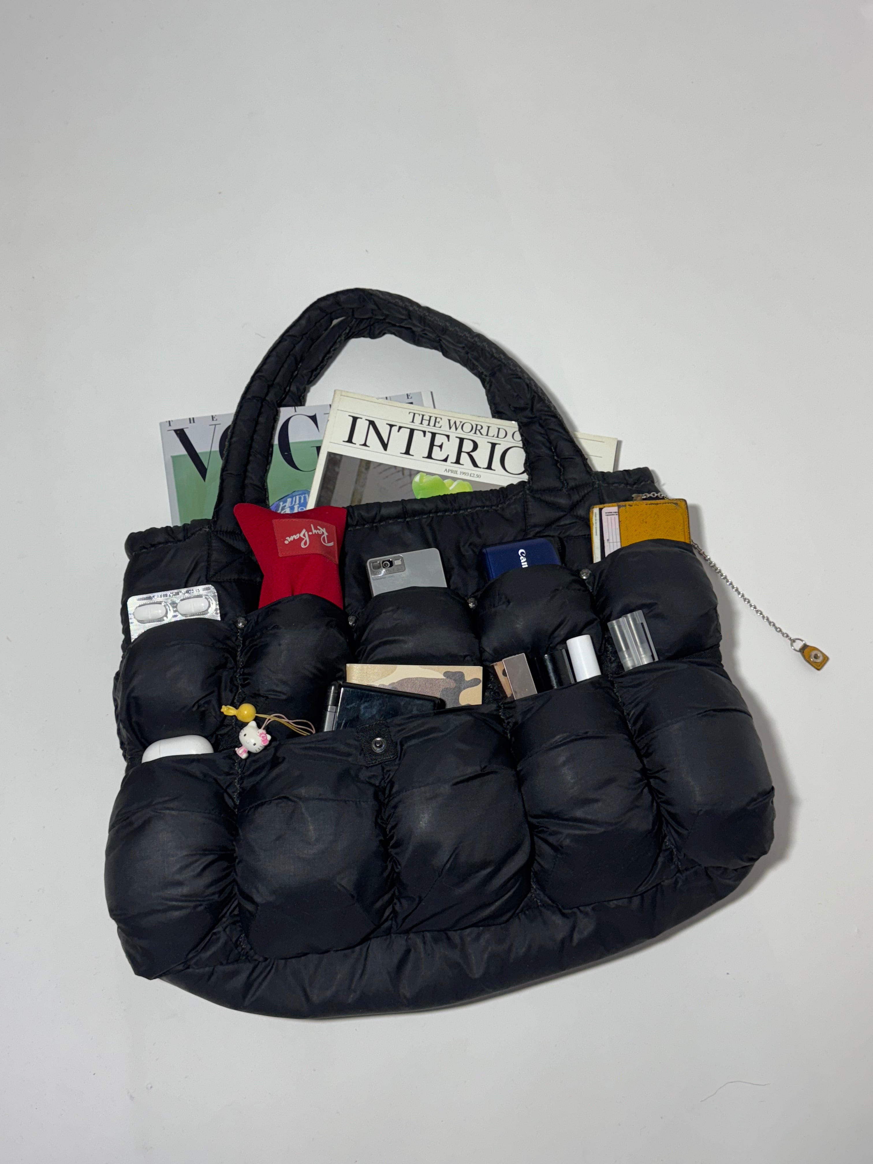 2000s Marithé + François Girbaud Pokachu Multipocket Black Nylon Bag