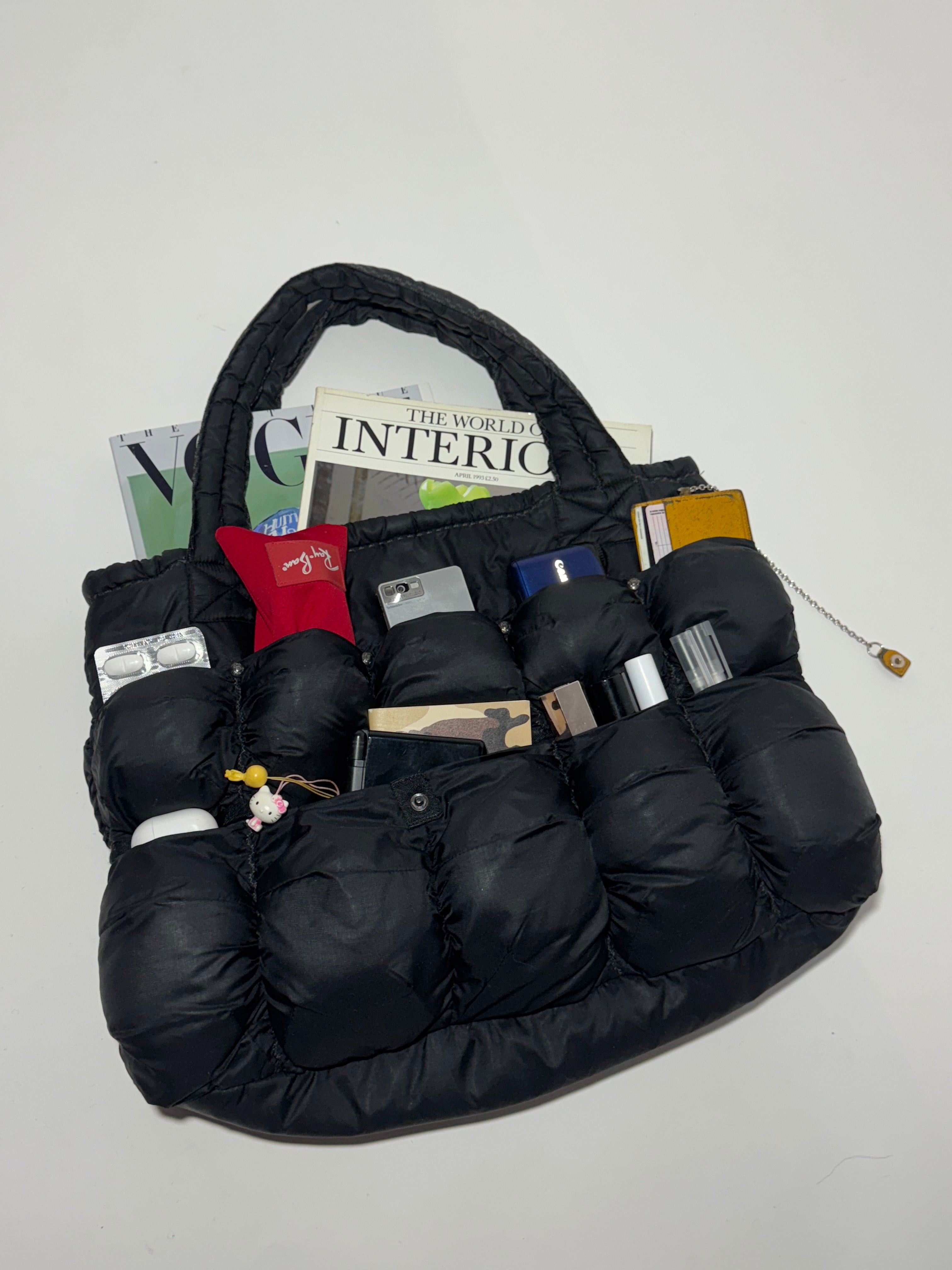 2000s Marithé + François Girbaud Pokachu Multipocket Black Nylon Bag