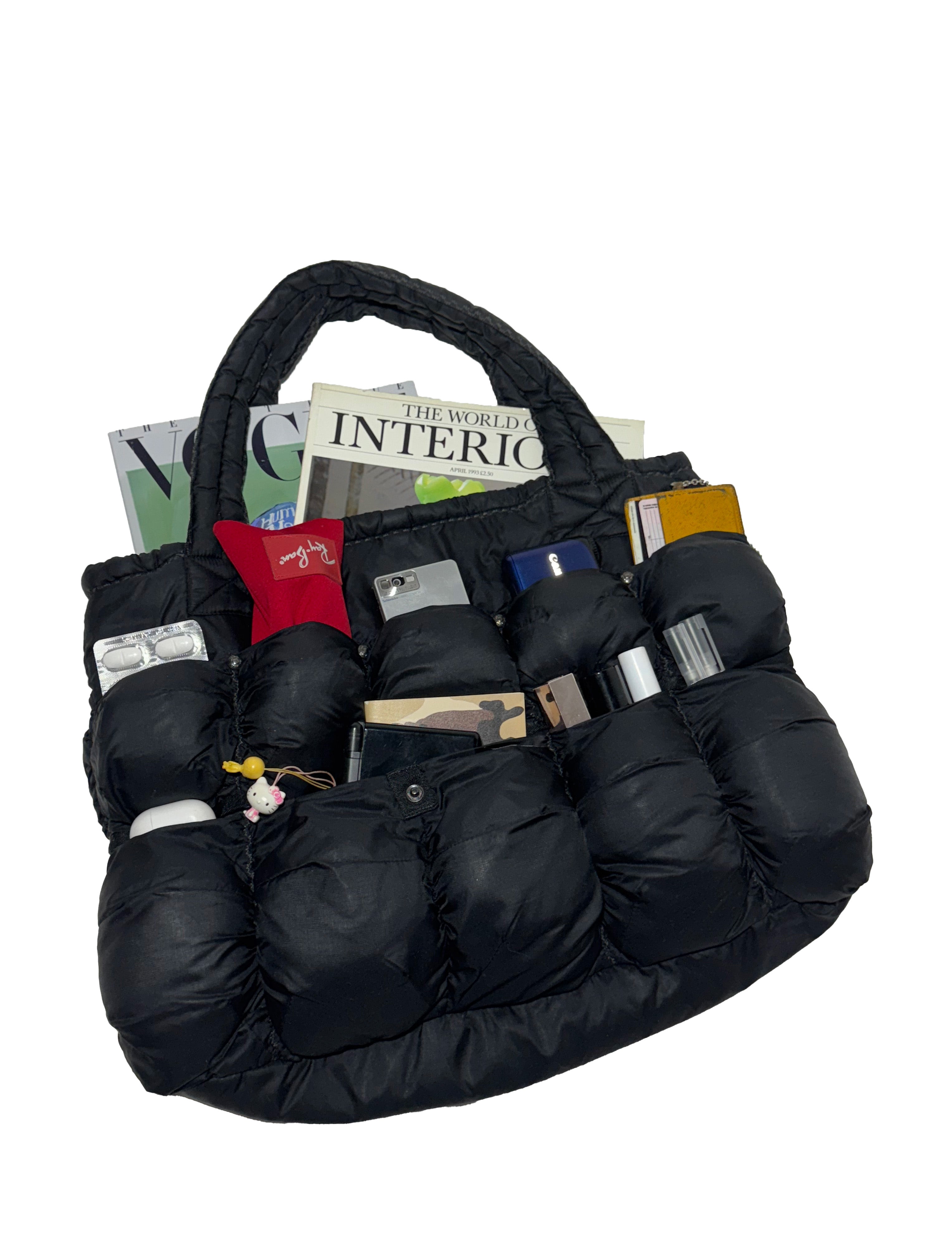 2000s Marithé + François Girbaud Pokachu Multipocket Black Nylon Bag