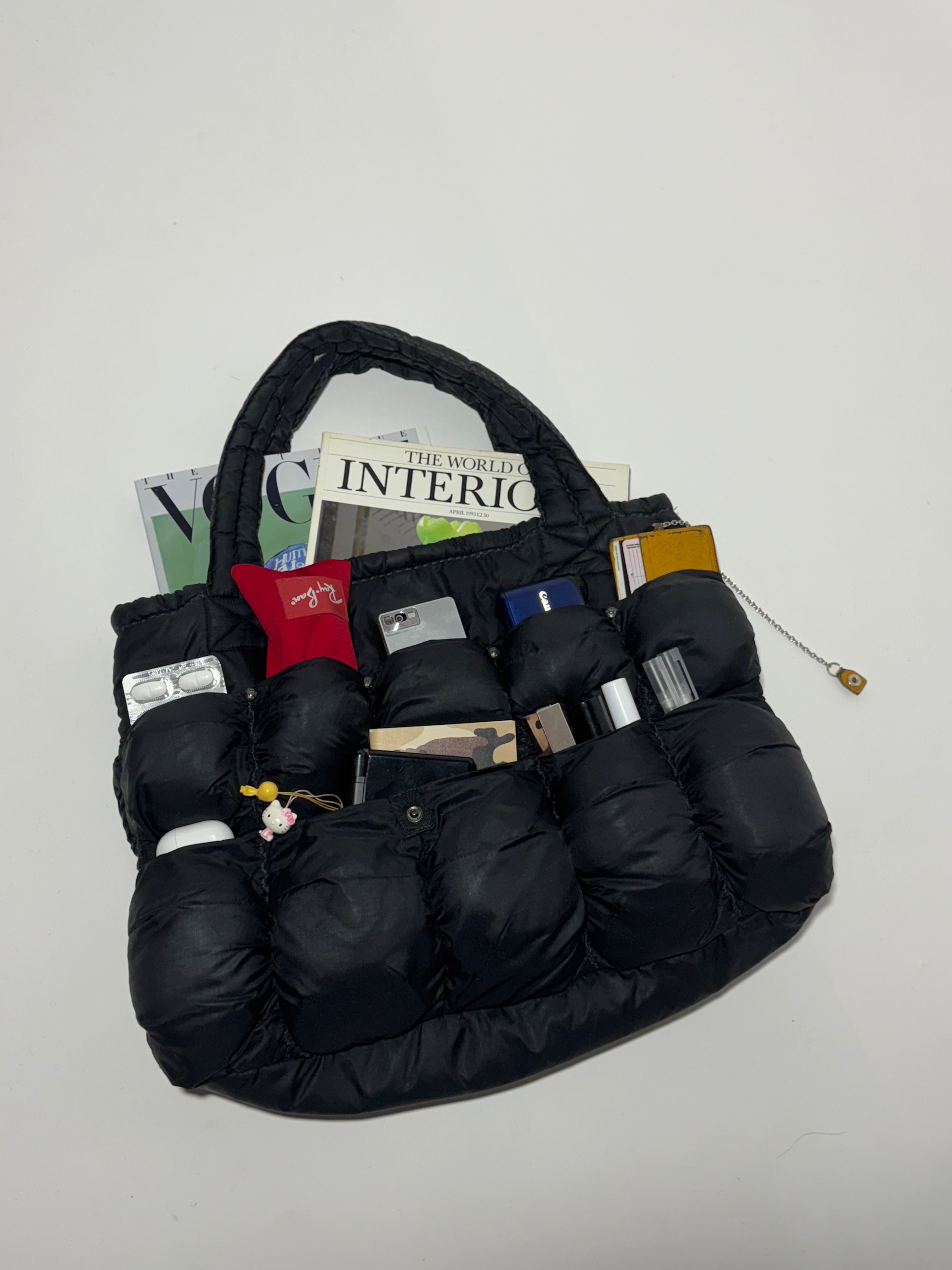2000s Marithé + François Girbaud Pokachu Multipocket Black Nylon Bag