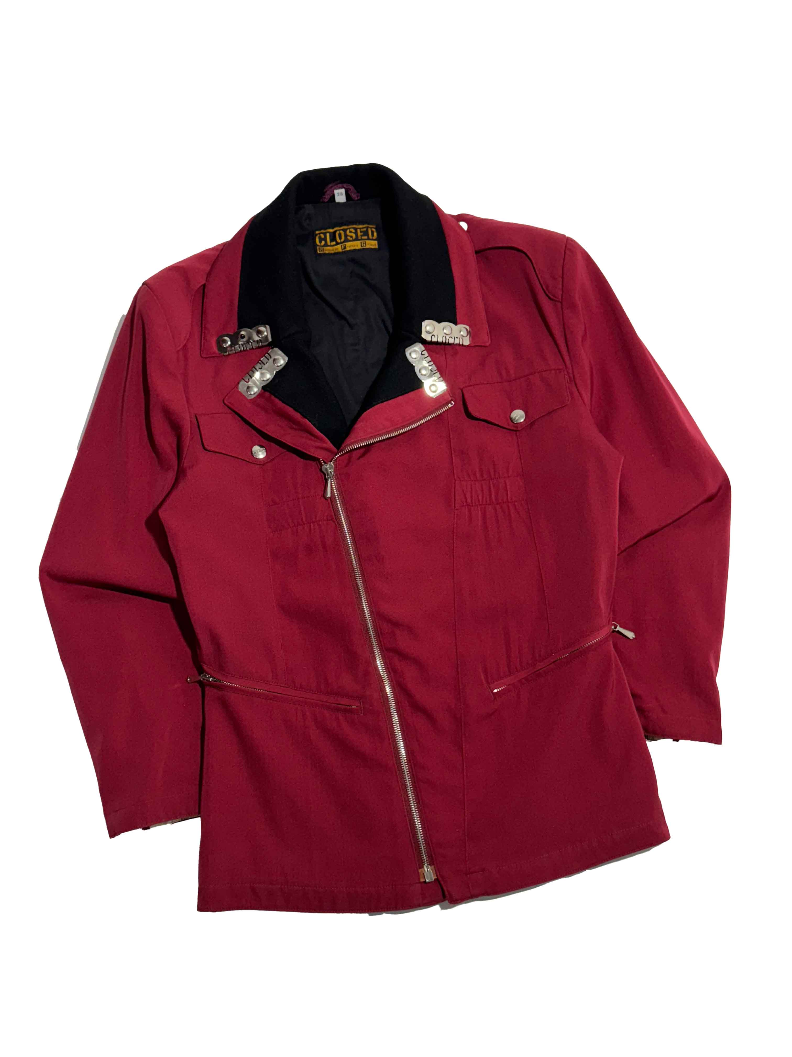 1980s Closed Marithé + François Girbaud Red asymmetrical zip up Jacket