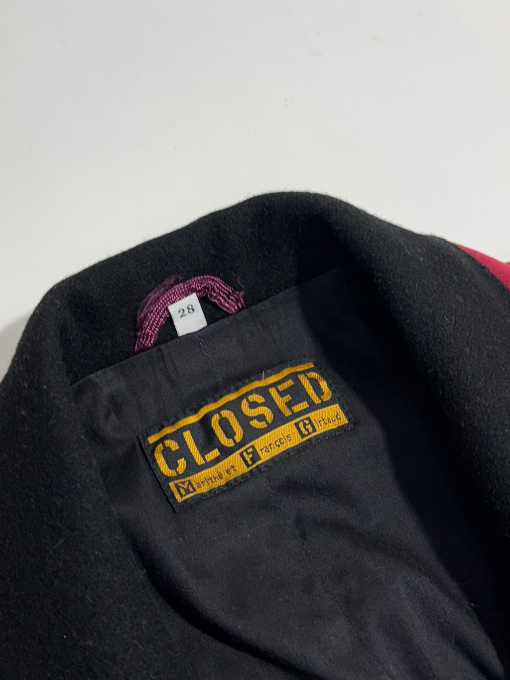 1980s Closed Marithé + François Girbaud Red asymmetrical zip up Jacket