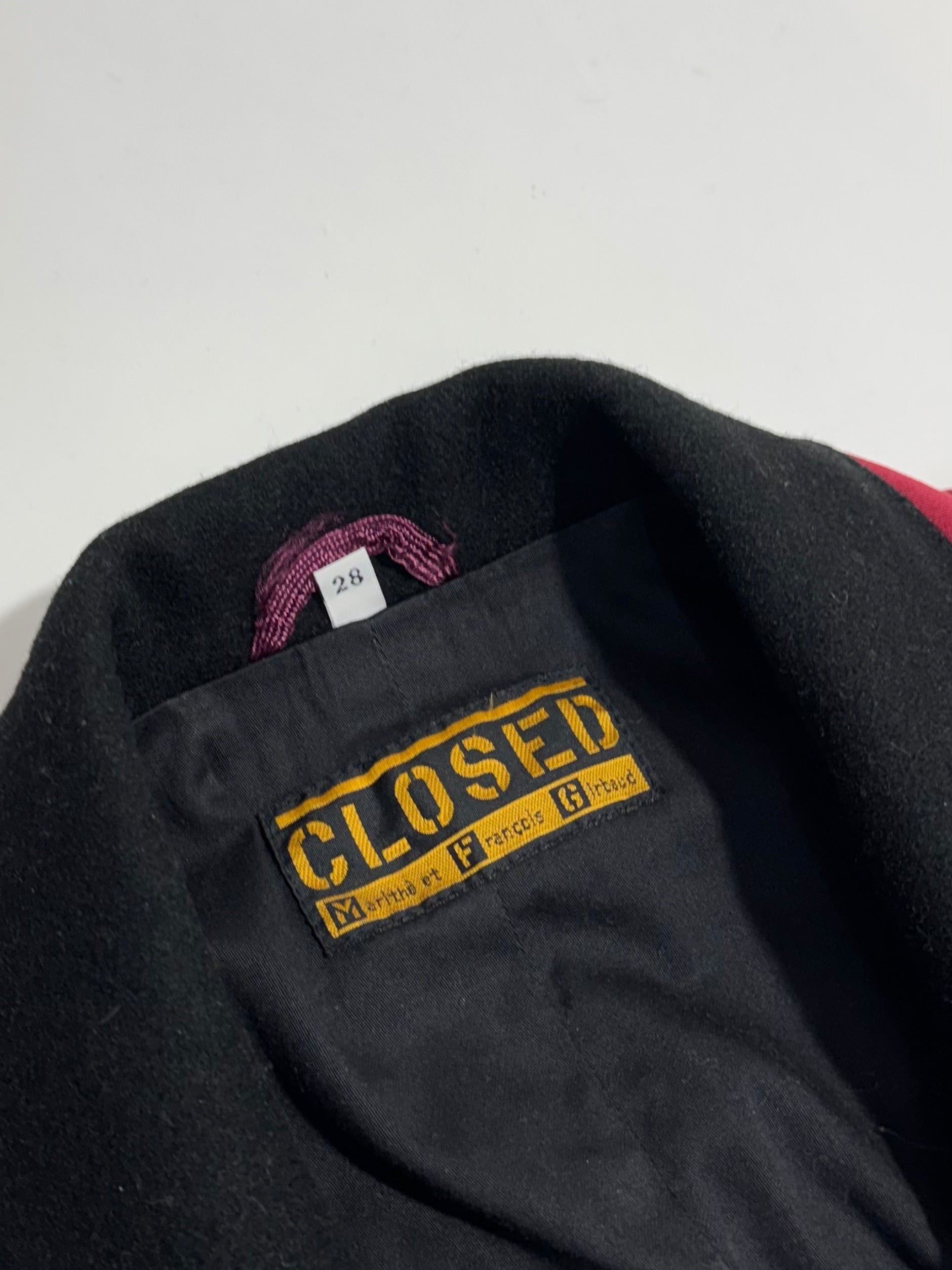 1980s Closed Marithé + François Girbaud Red asymmetrical zip up Jacket