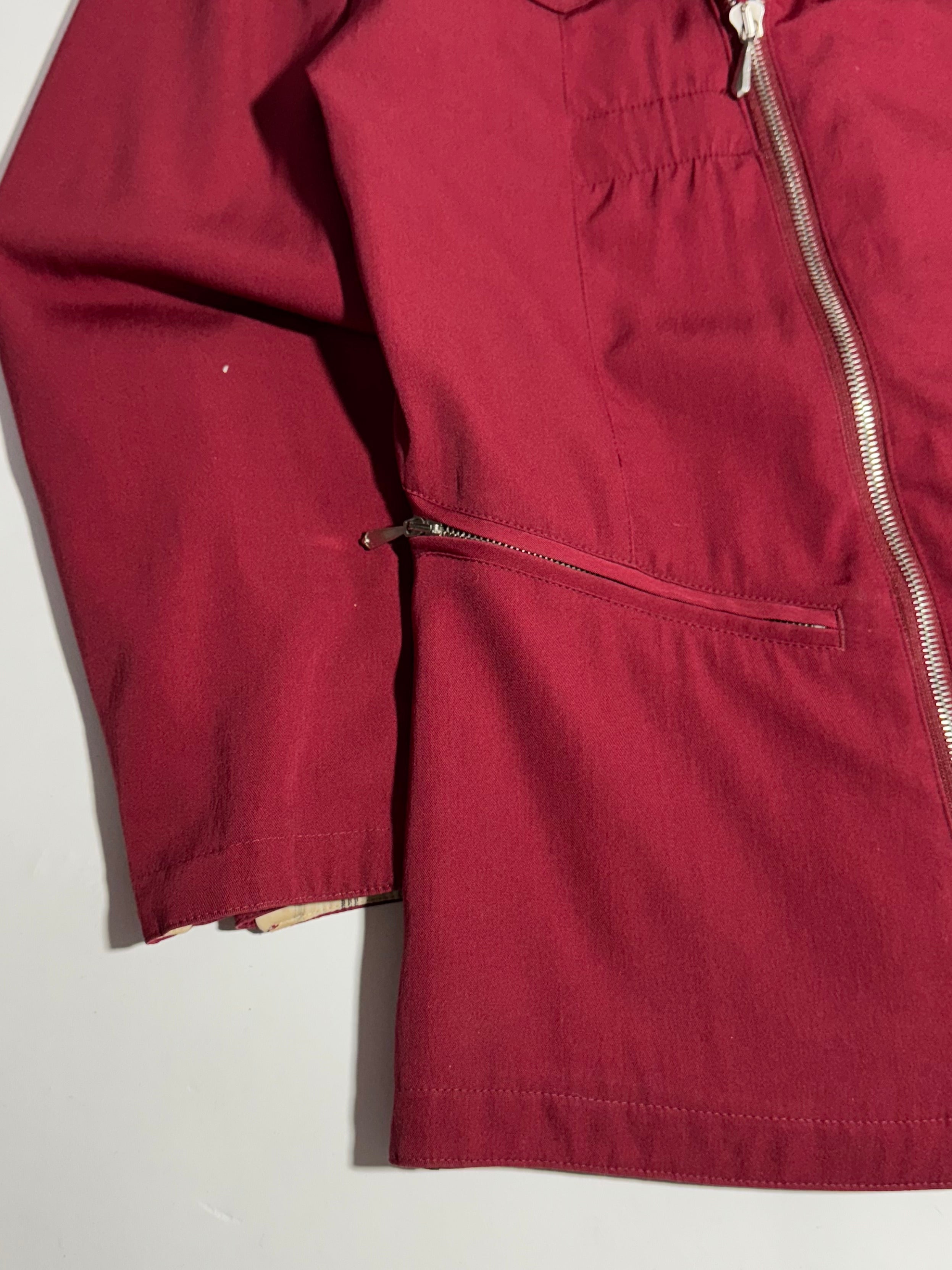 1980s Closed Marithé + François Girbaud Red asymmetrical zip up Jacket