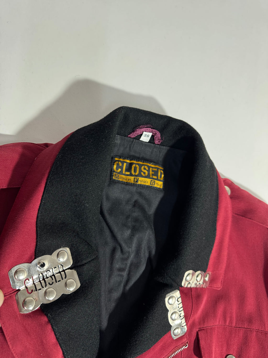 1980s Closed Marithé + François Girbaud Red asymmetrical zip up Jacket
