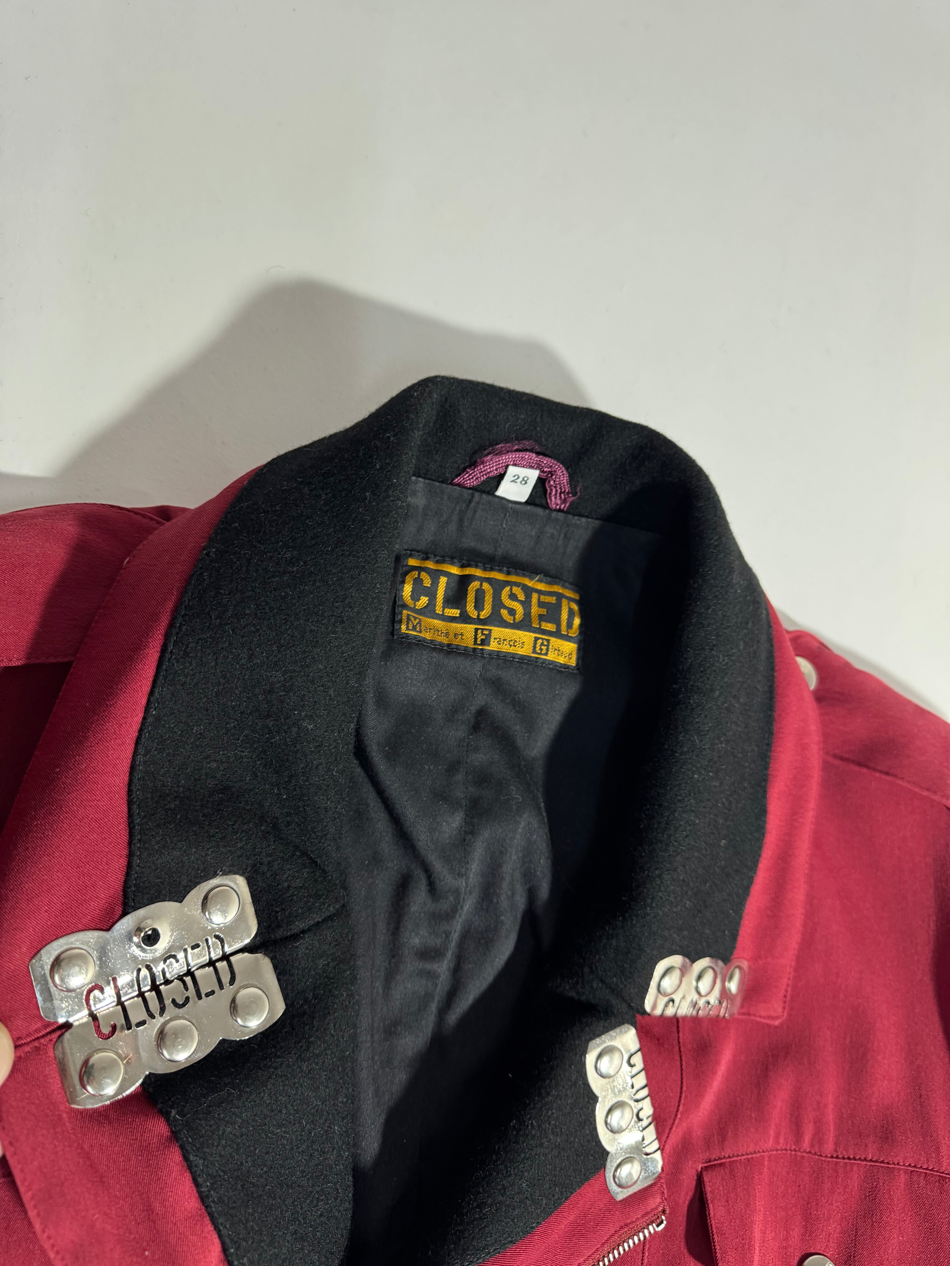 1980s Closed Marithé + François Girbaud Red asymmetrical zip up Jacket