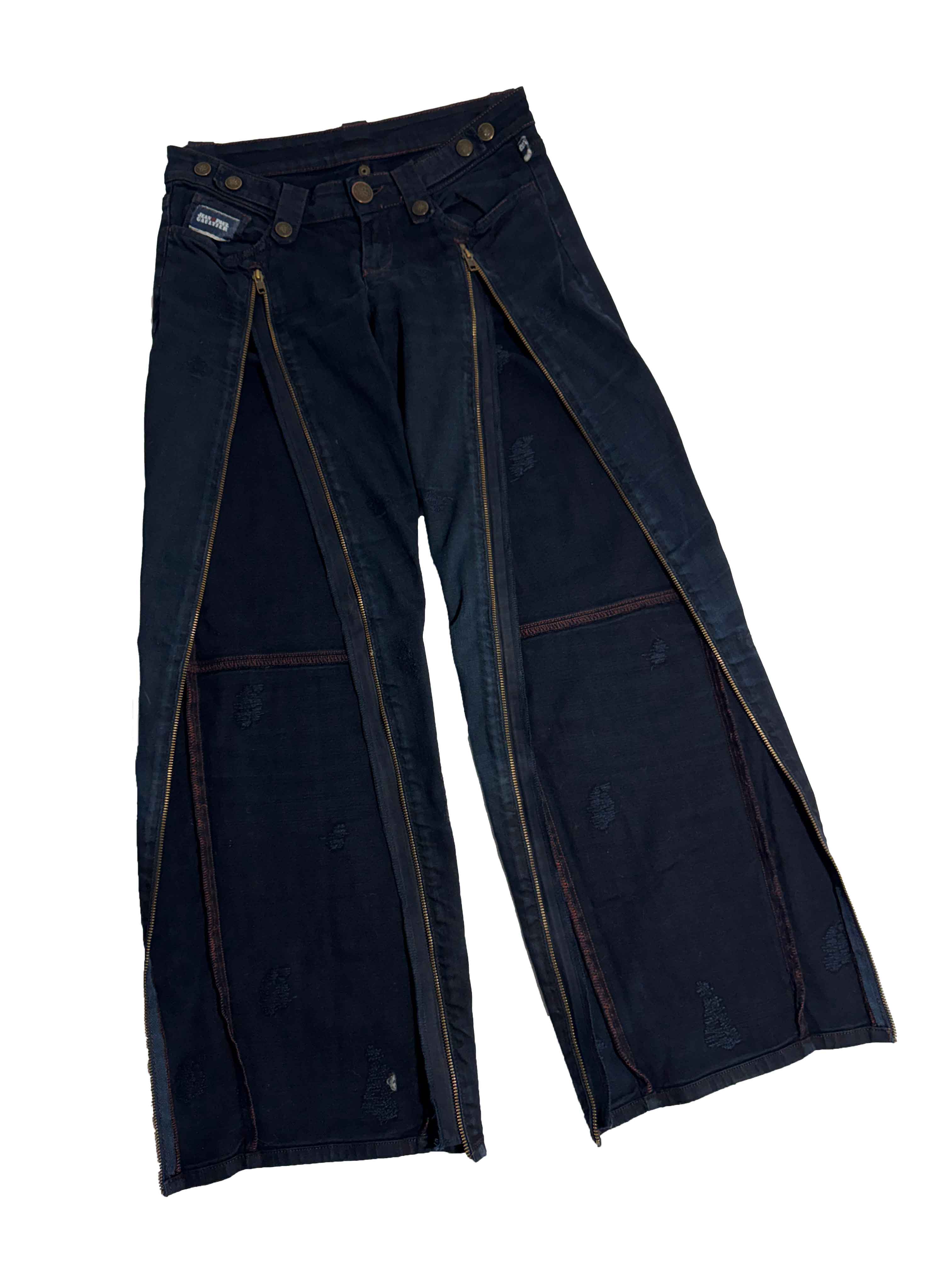 2000s Jean Paul Gaultier jeans deconstructed denim jeans front leg zippers