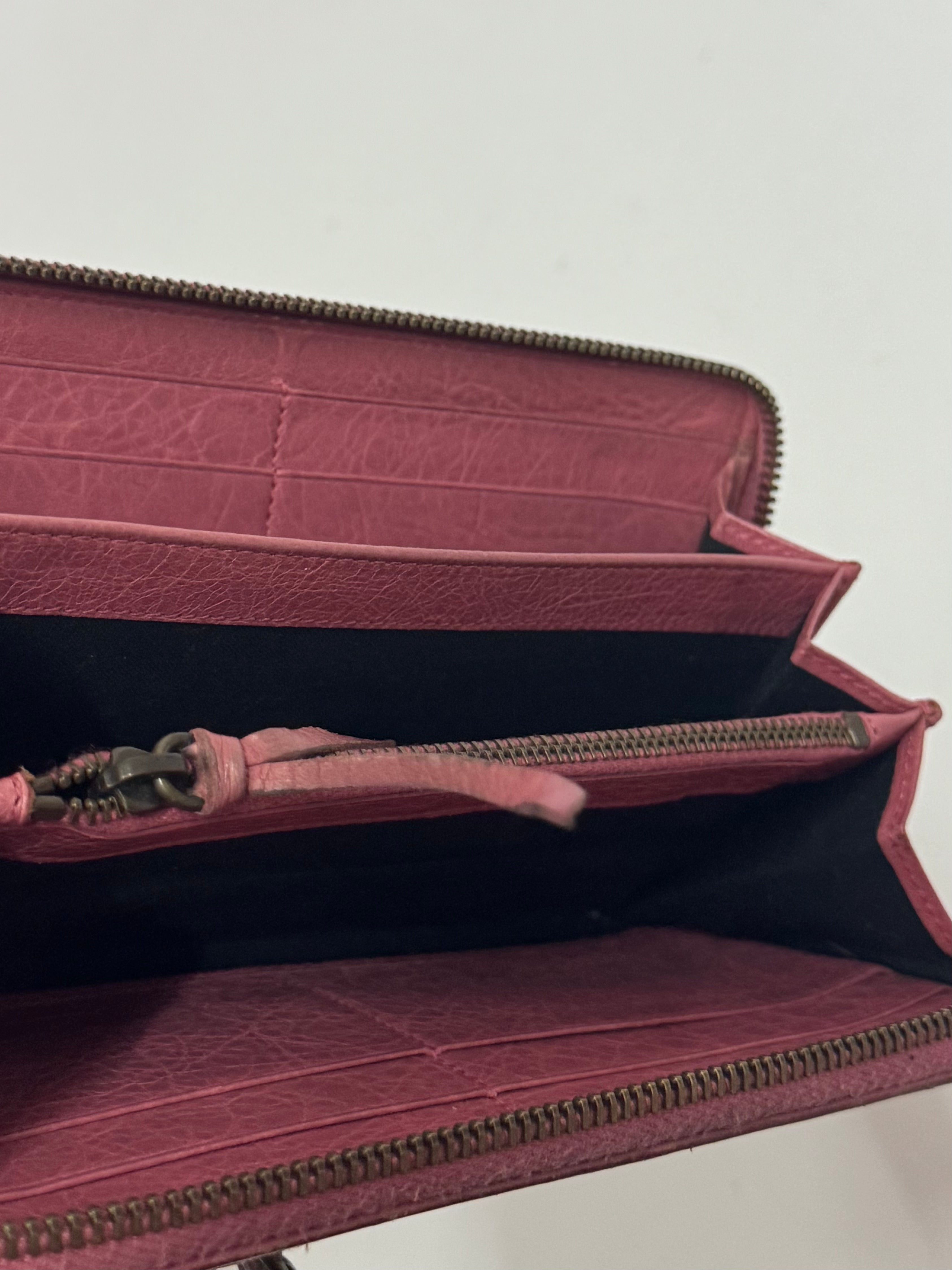 2000s Balenciaga City Bag pink leather wallet