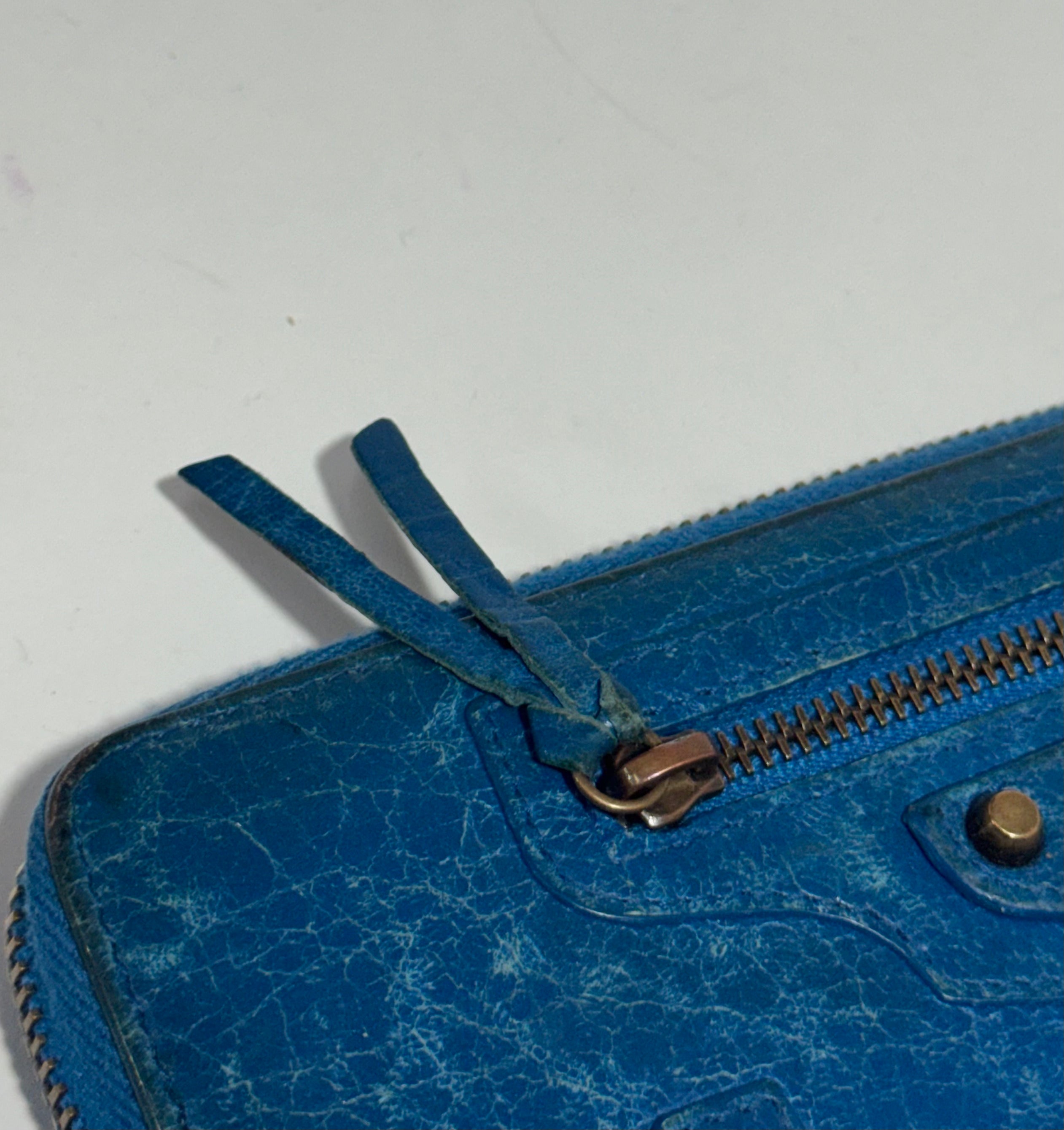 2000s Balenciaga City Bag light blue leather wallet