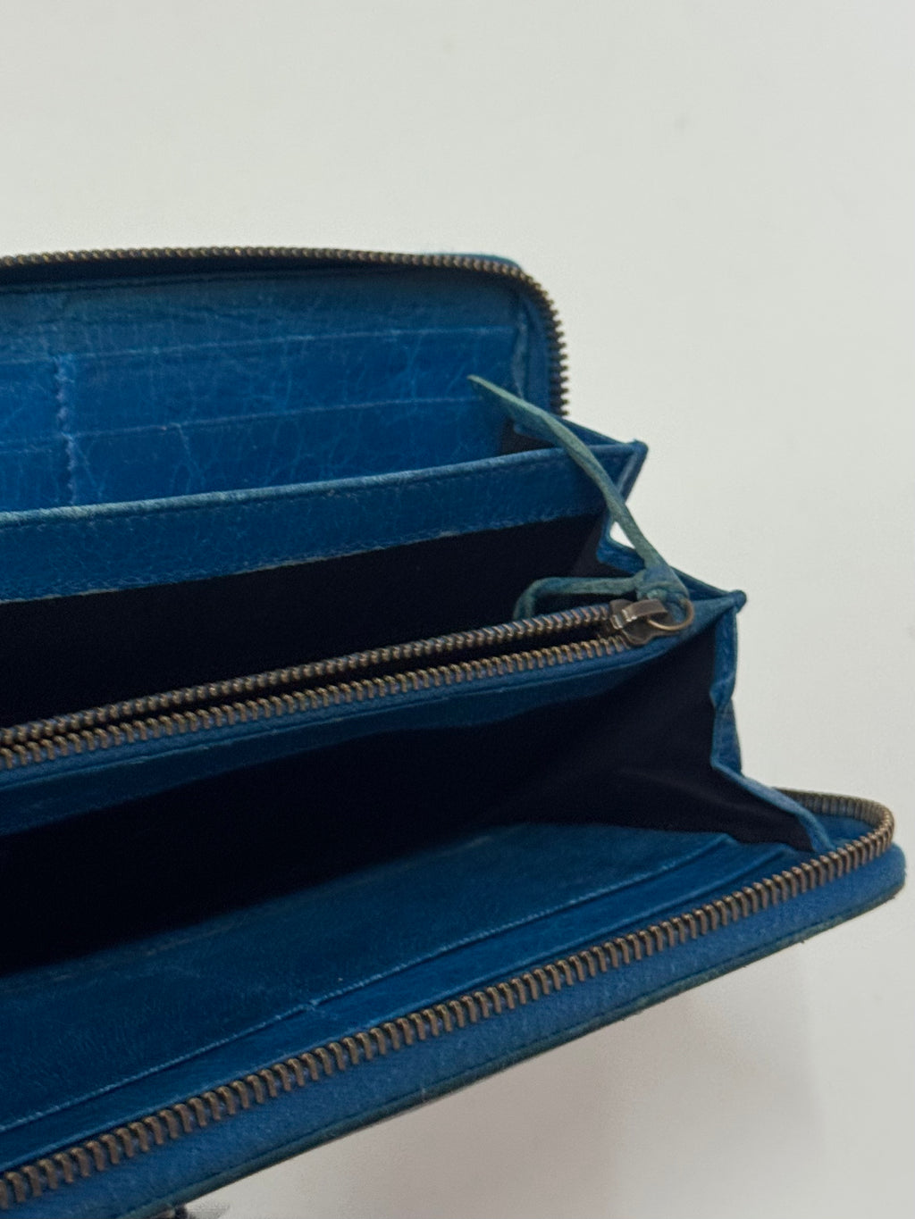 2000s Balenciaga City Bag light blue leather wallet