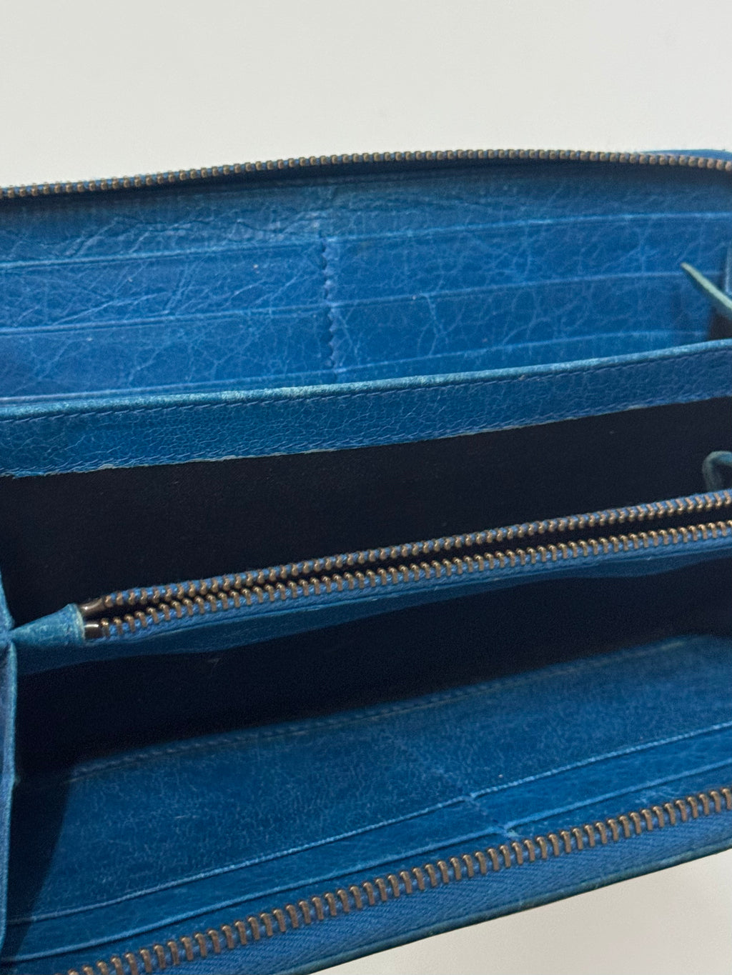 2000s Balenciaga City Bag light blue leather wallet
