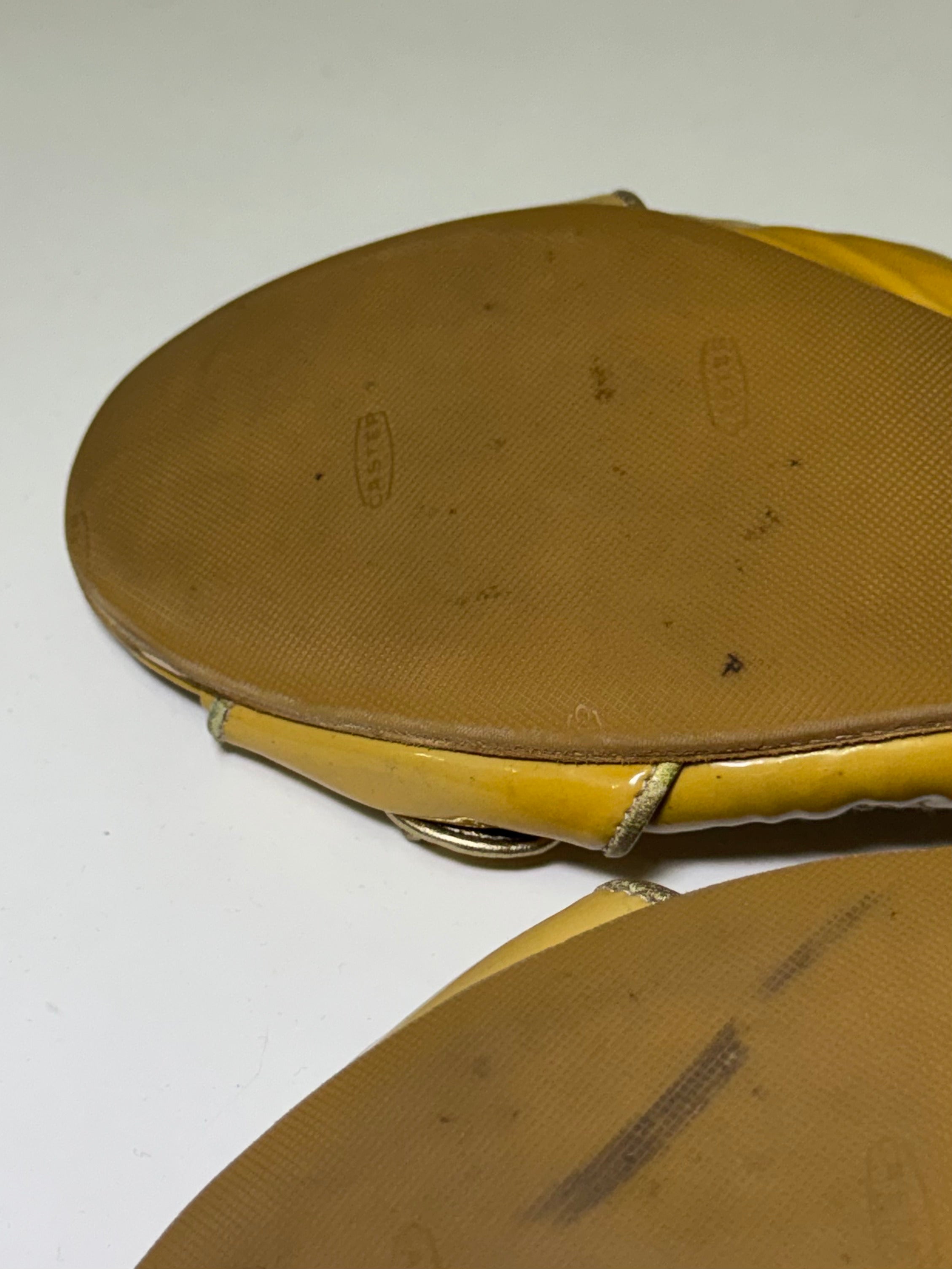 2000s Miu Miu mustard patent leather ballet flat