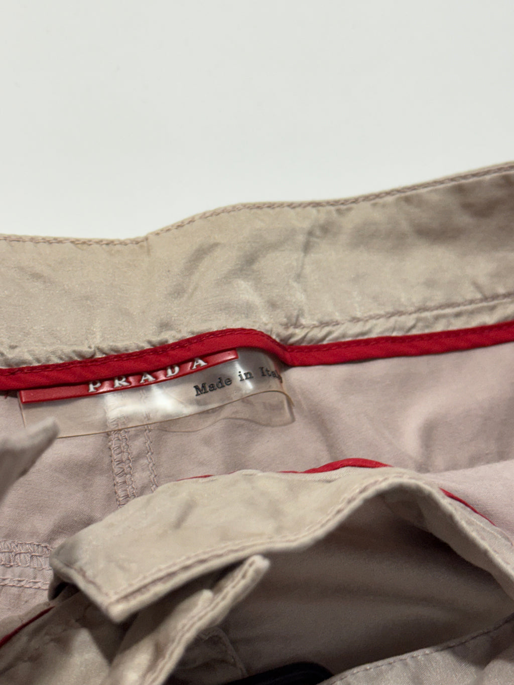 2000s Prada Beige Moto Padded Biker Soft Pants
