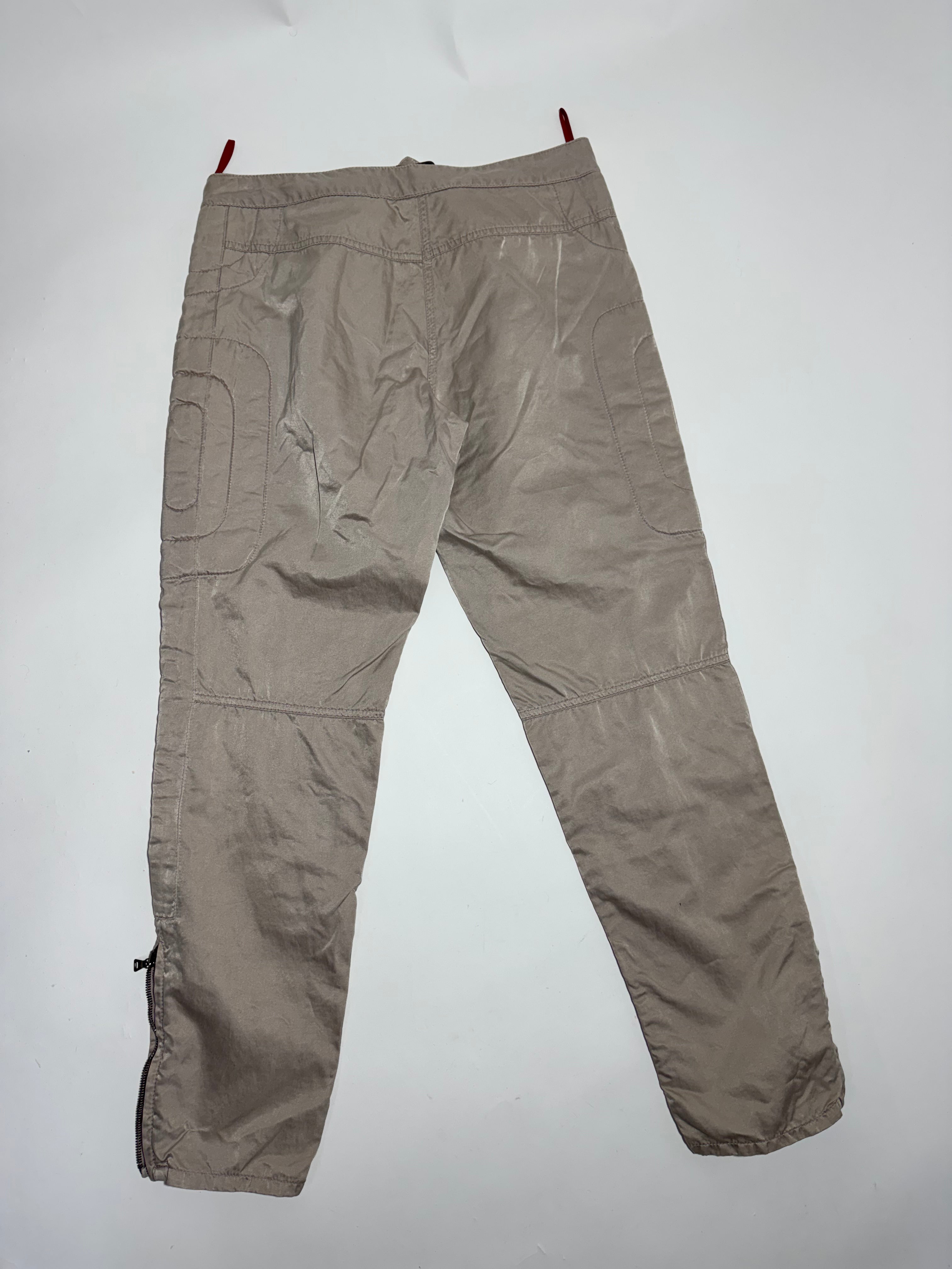 2000s Prada Beige Moto Padded Biker Soft Pants