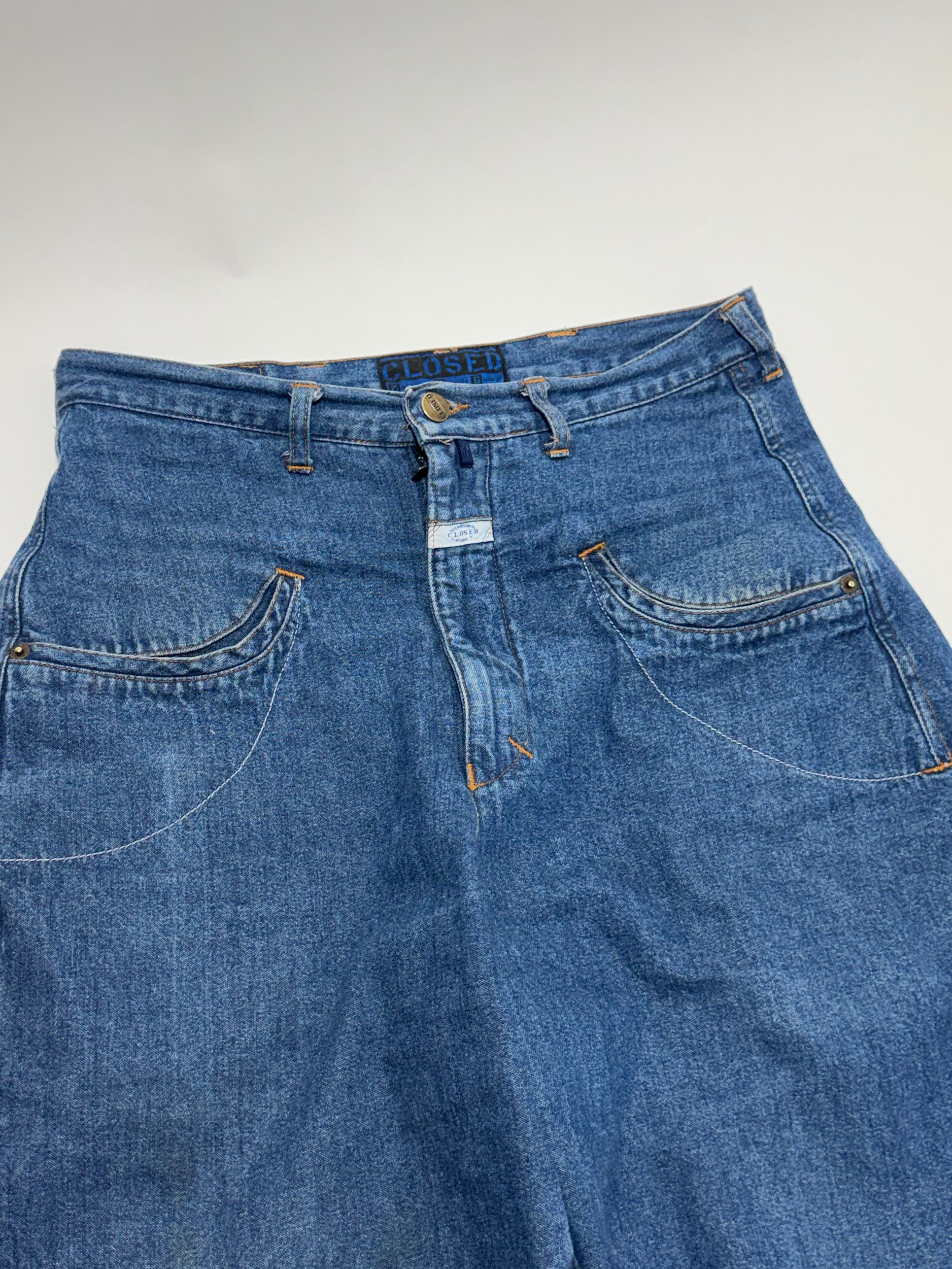 90s Marithé + François Girbaud Closed Buckle-Back Wide Leg Jeans