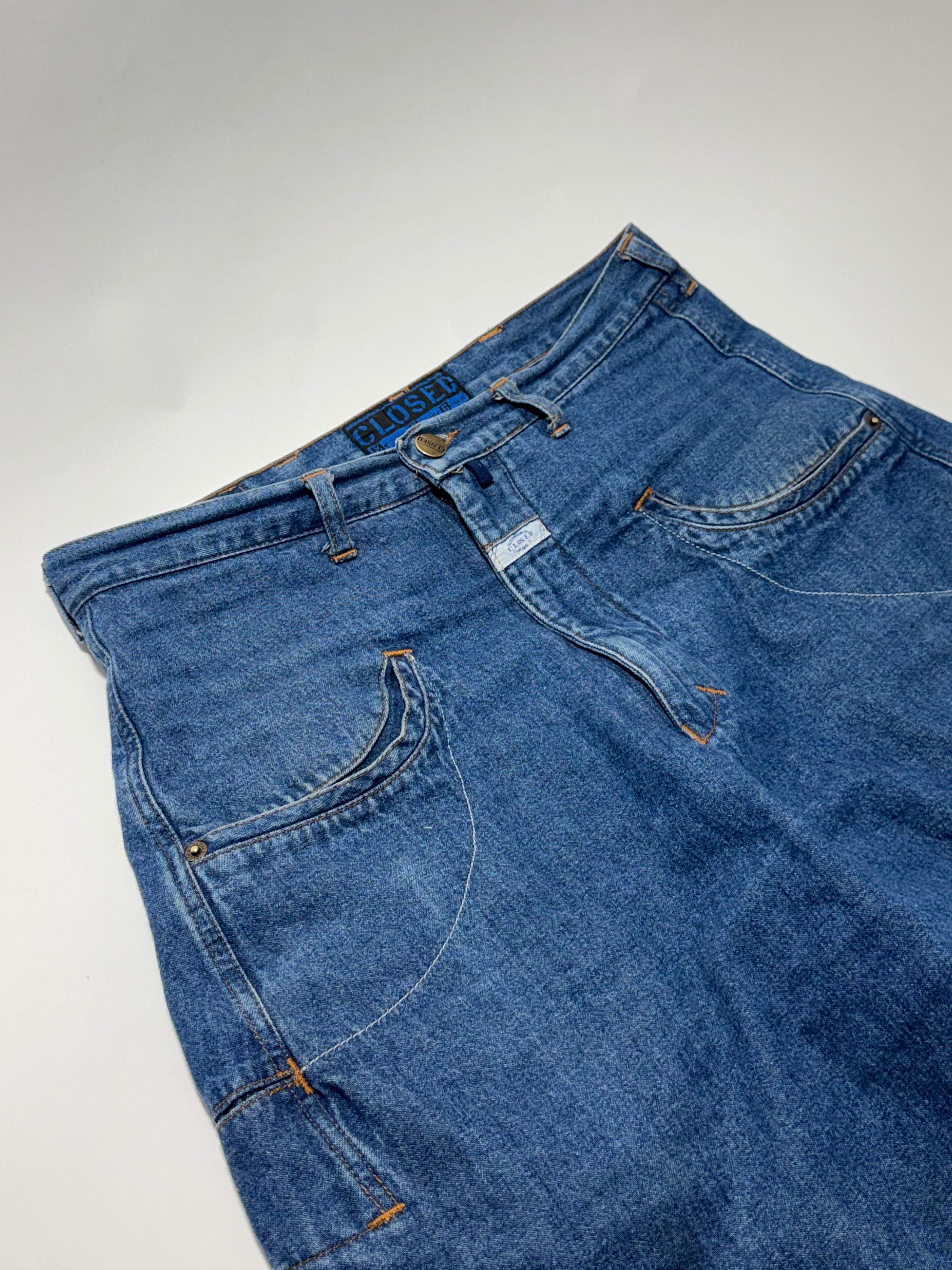90s Marithé + François Girbaud Closed Buckle-Back Wide Leg Jeans