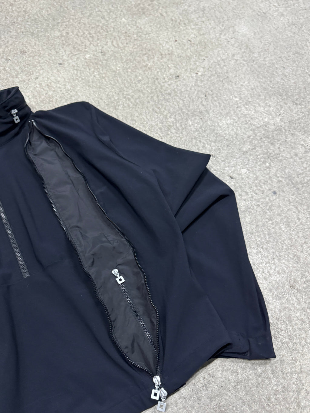 2000s Marithé + François Girbaud technical jacket hidden hood and expandable zip pockets