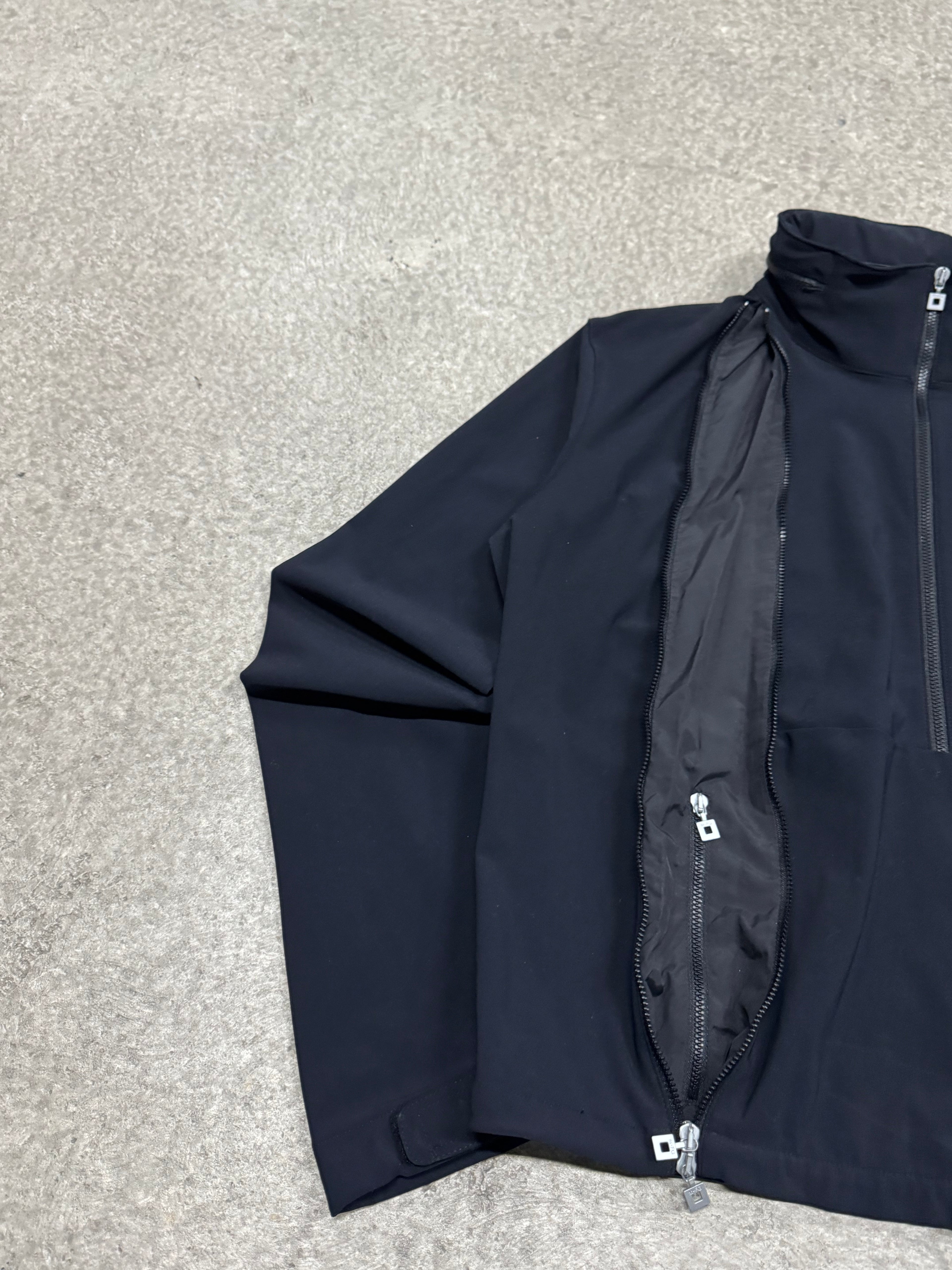 2000s Marithé + François Girbaud technical jacket hidden hood and expandable zip pockets