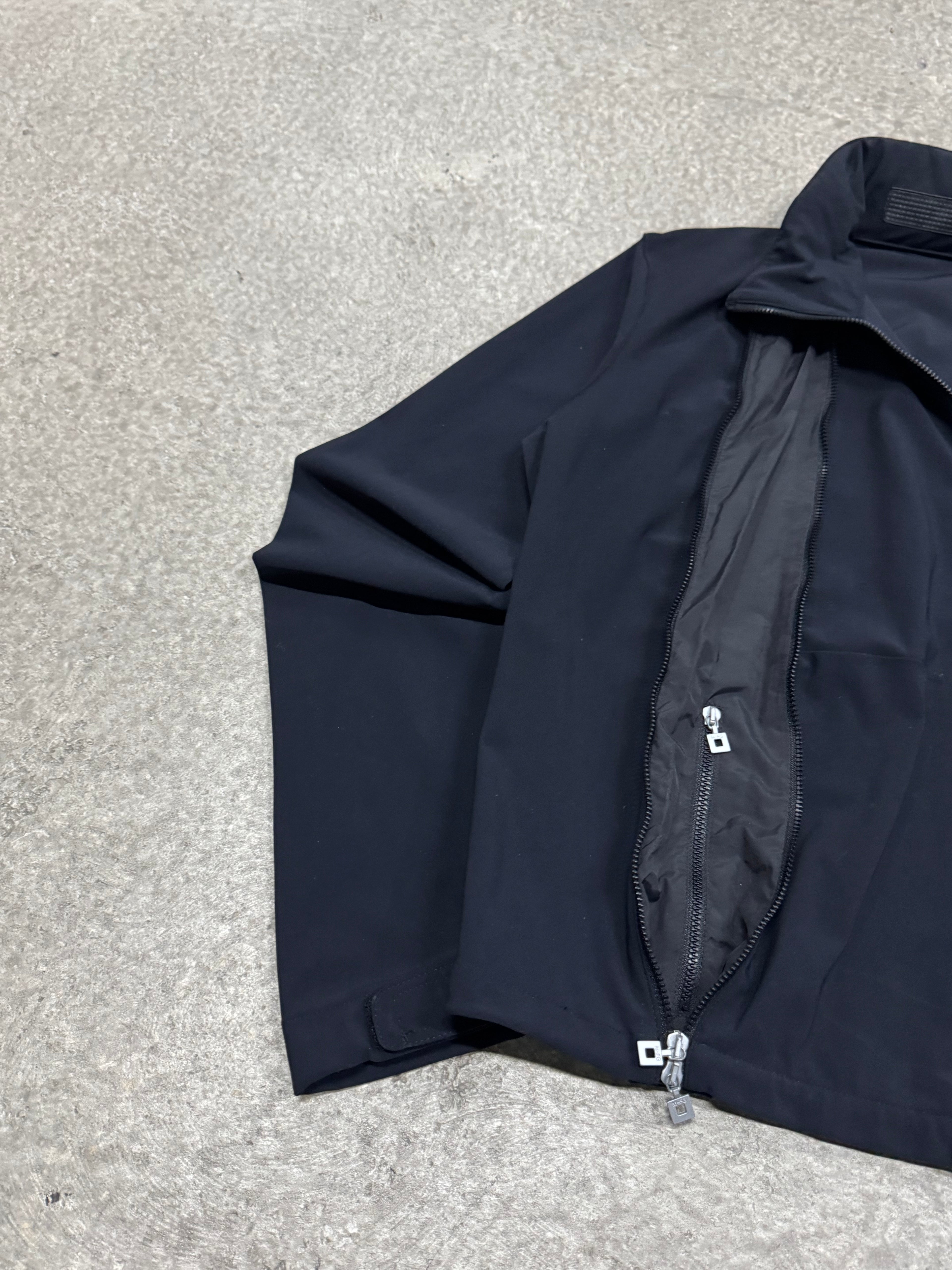 2000s Marithé + François Girbaud technical jacket hidden hood and expandable zip pockets