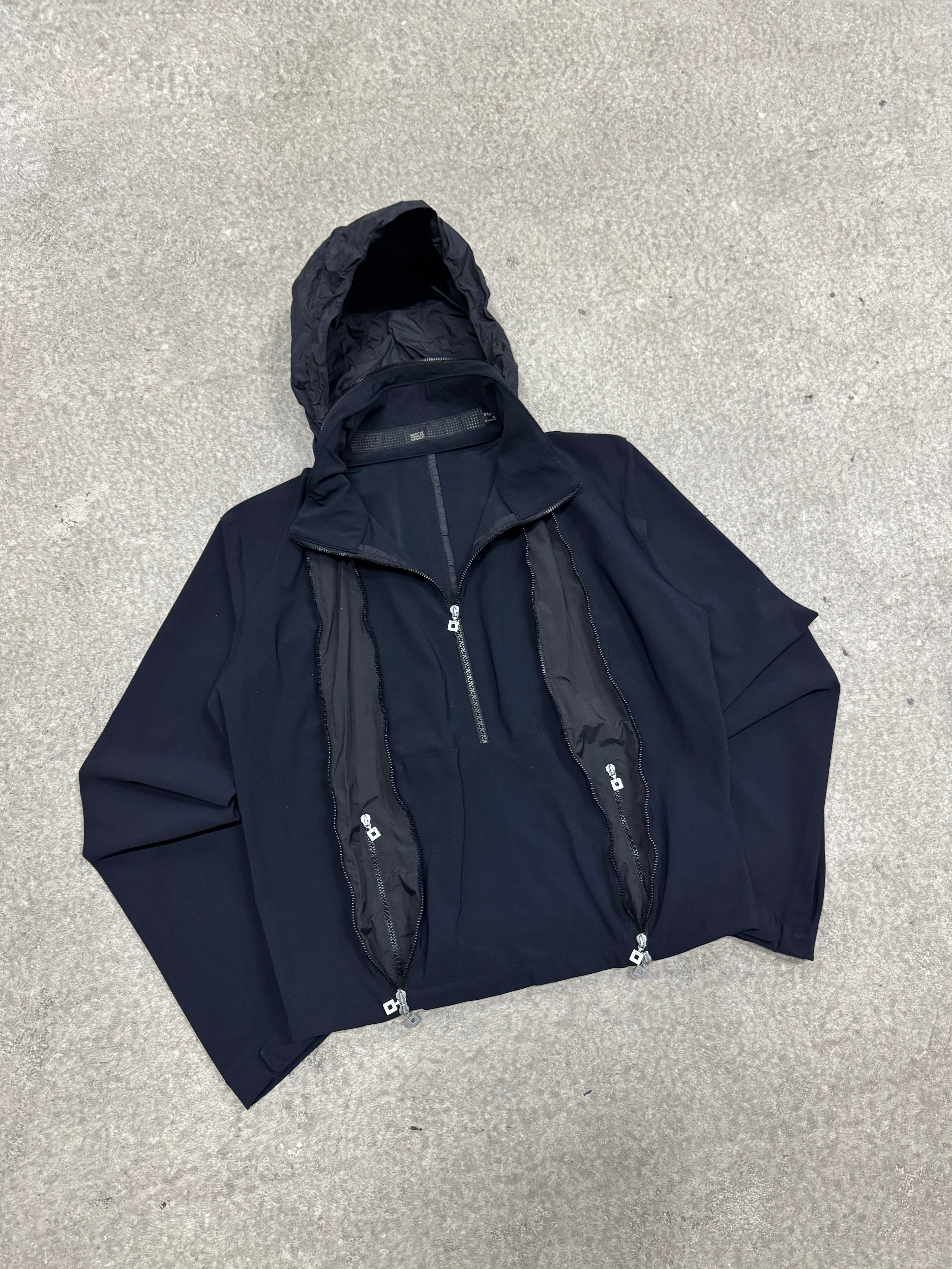 2000s Marithé + François Girbaud technical jacket hidden hood and expandable zip pockets