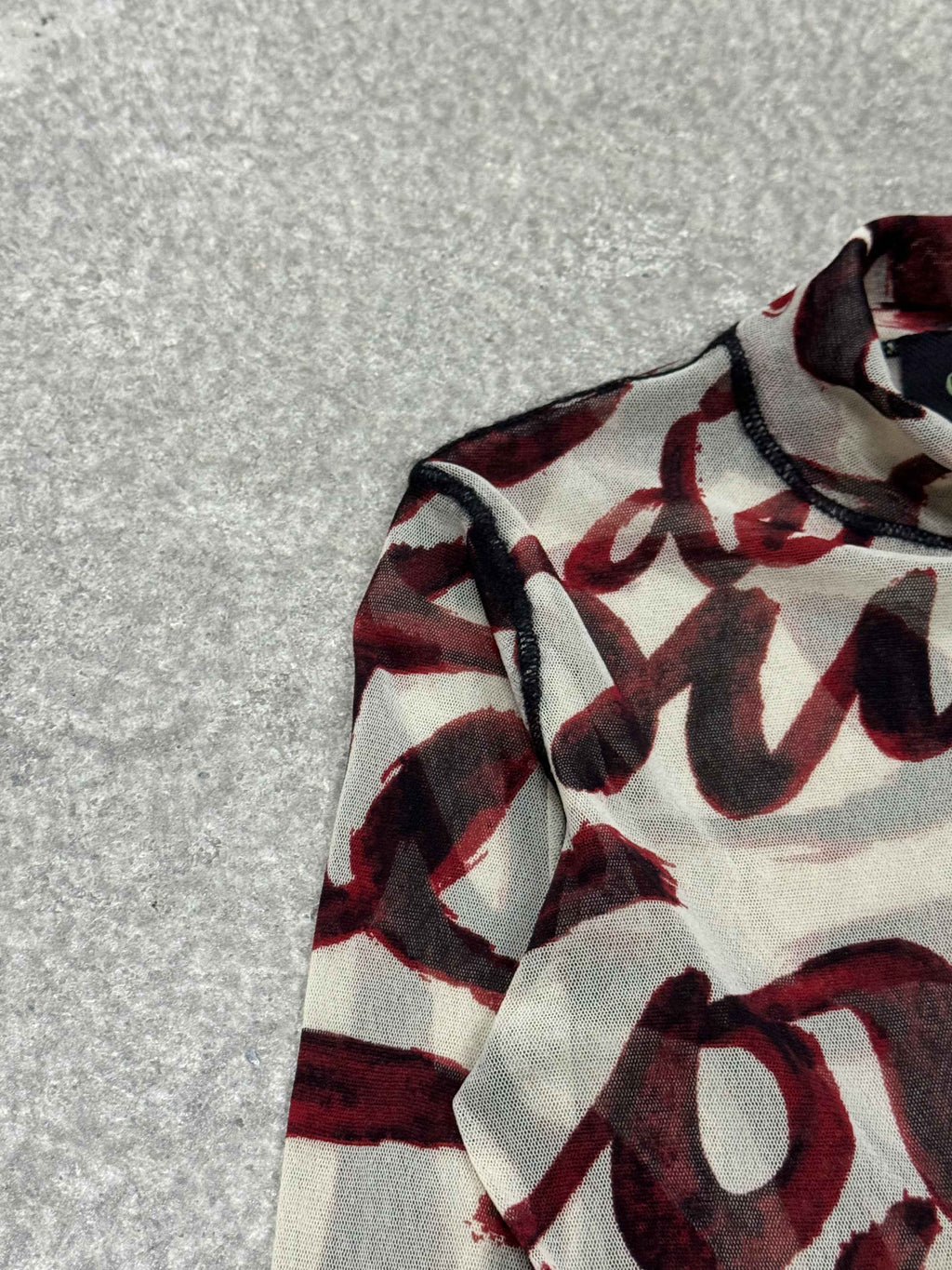 AW 2001 Jean Paul Gaultier blood script mesh long sleeve