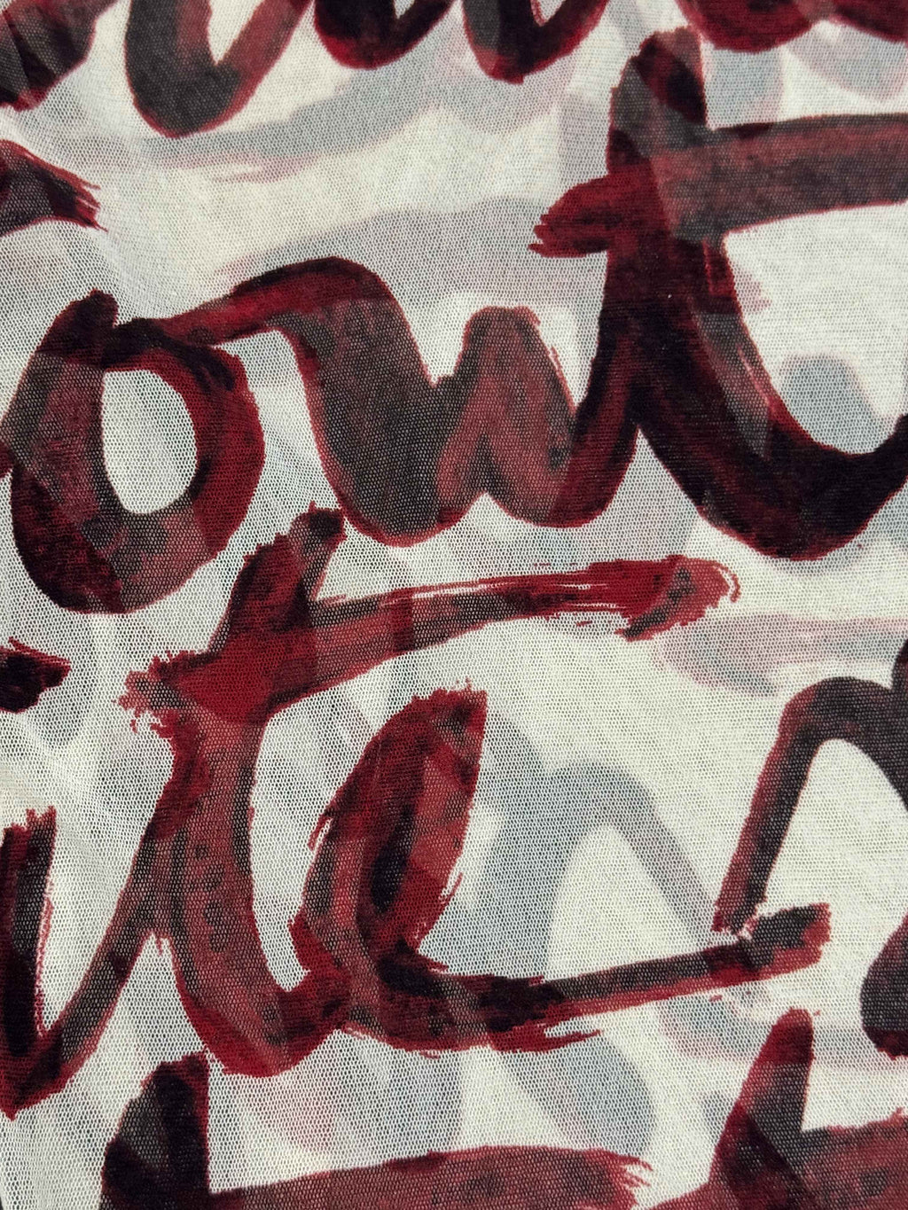 AW 2001 Jean Paul Gaultier blood script mesh long sleeve