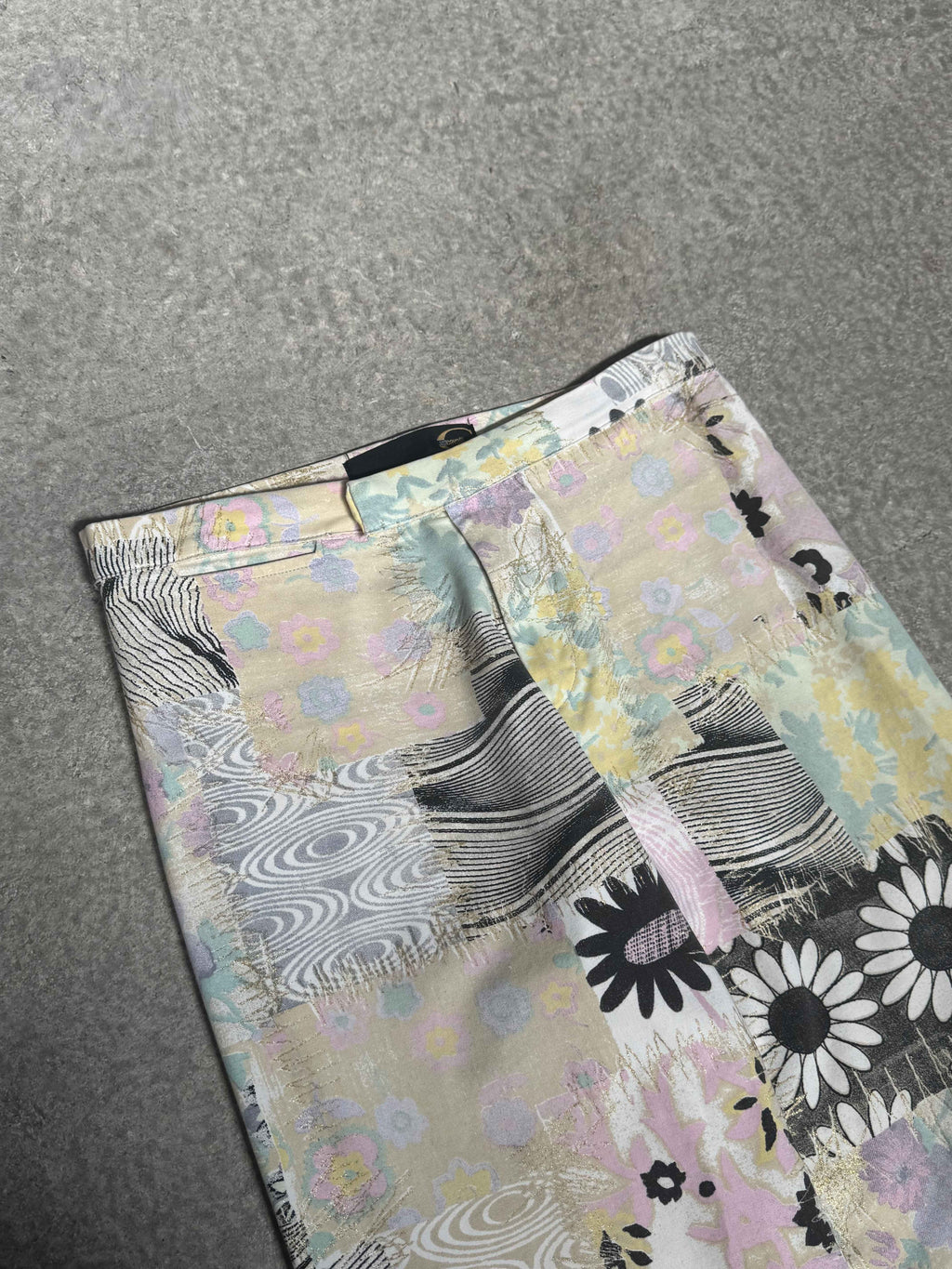 2000S JUST CAVALLI PATCHWORK FLORAL PANTS