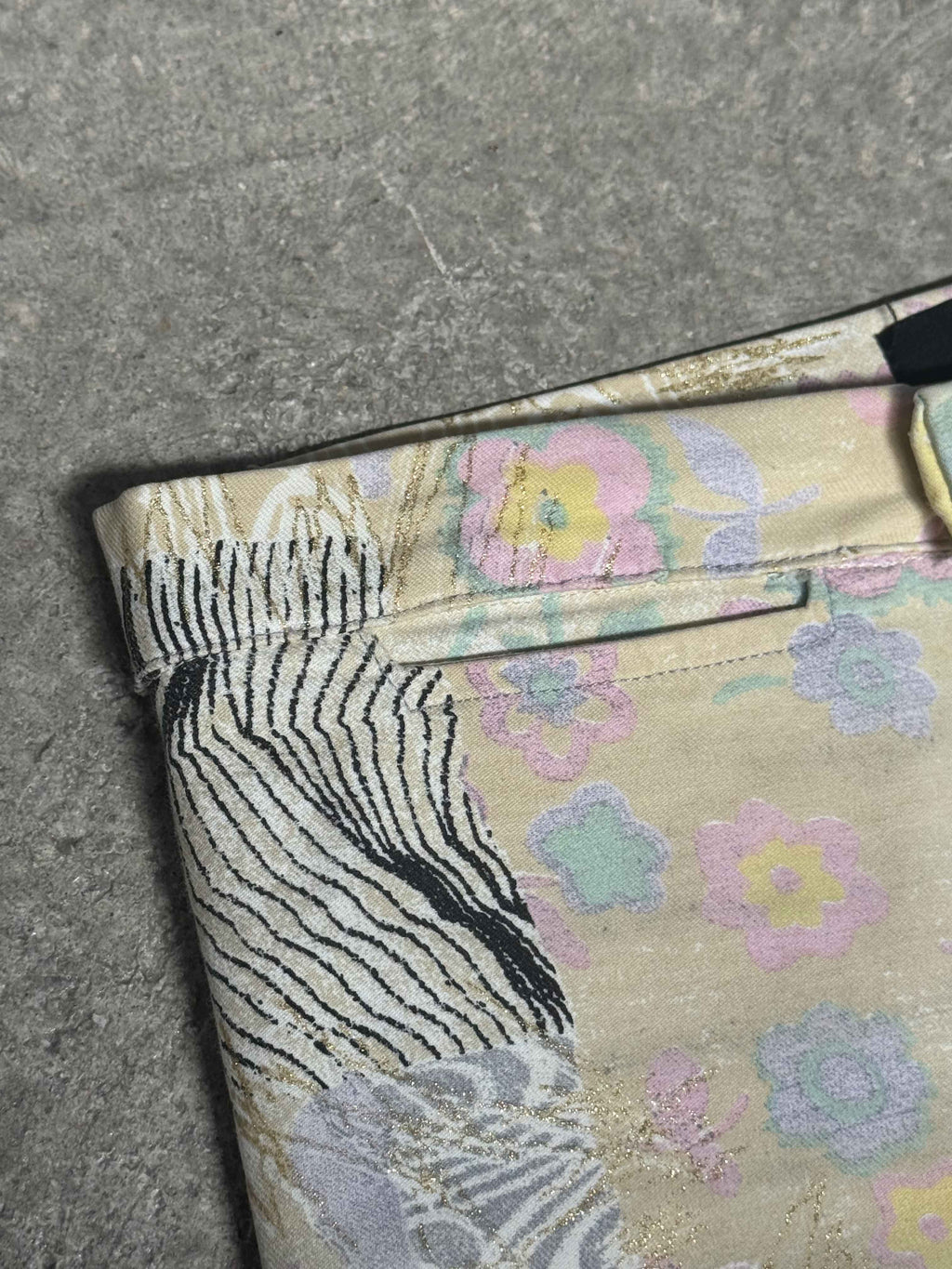 2000S JUST CAVALLI PATCHWORK FLORAL PANTS