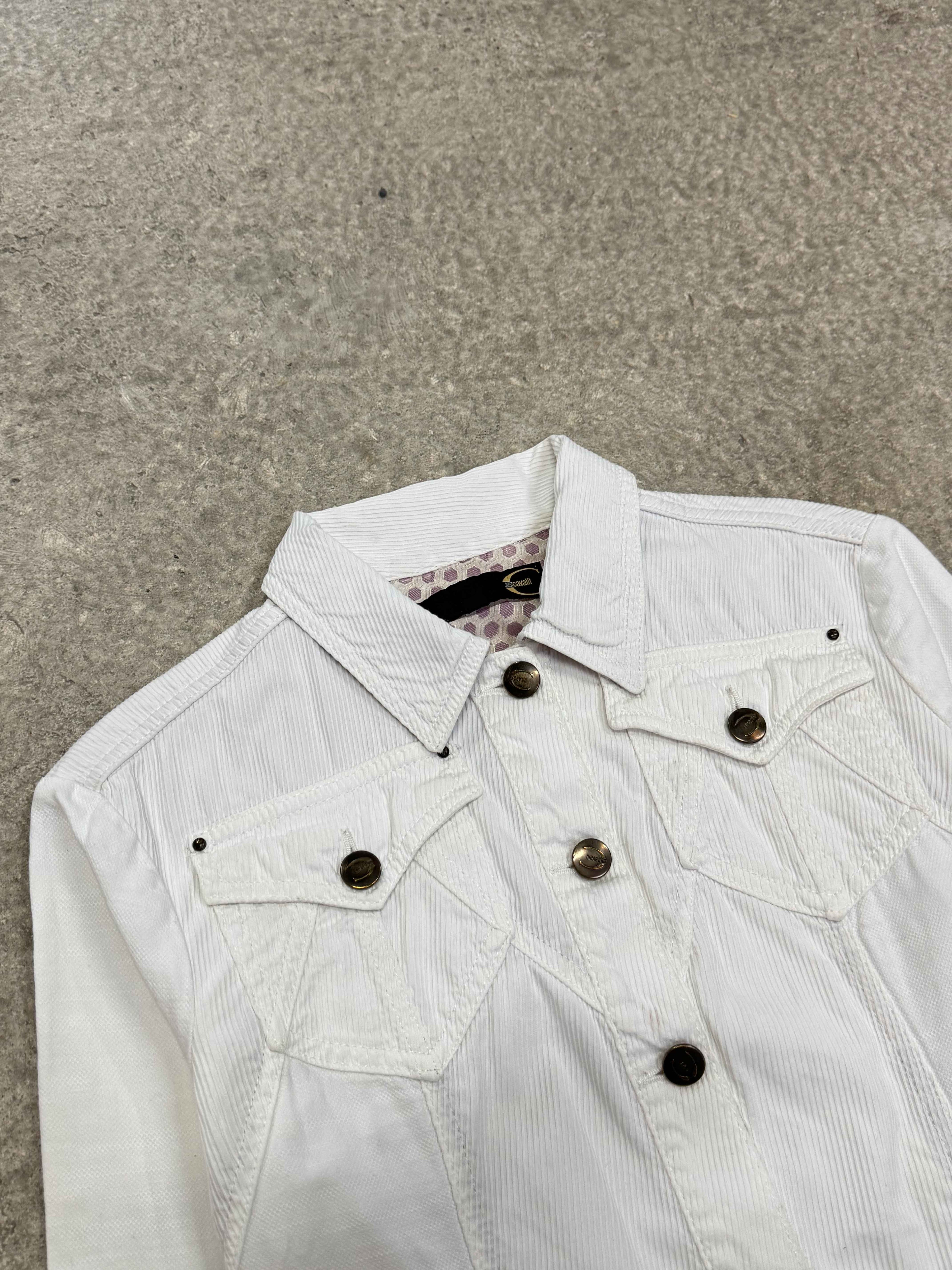 2000S JUST CAVALLI WHITE  CROPPED DENIM  JACKET