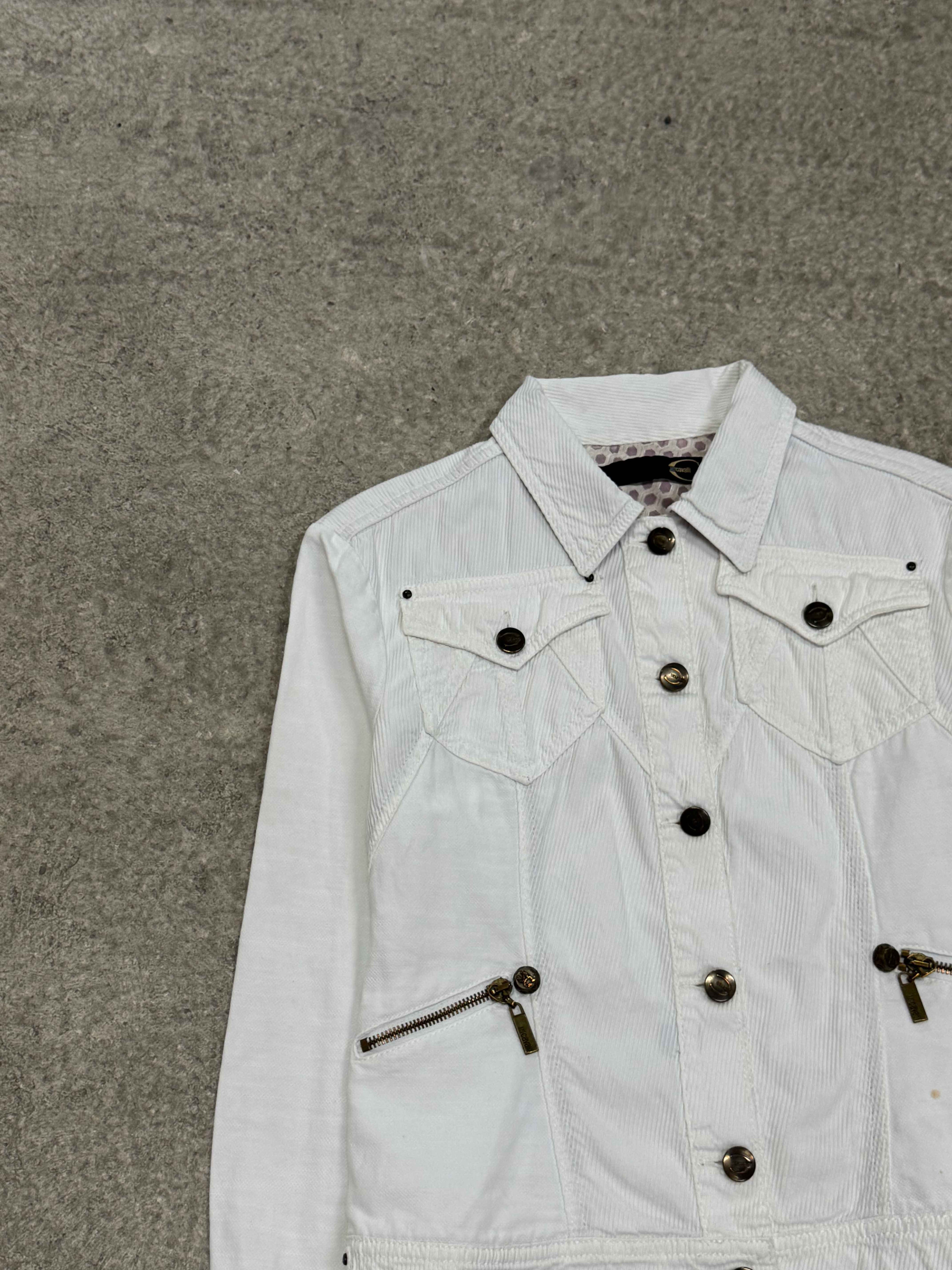 2000S JUST CAVALLI WHITE  CROPPED DENIM  JACKET